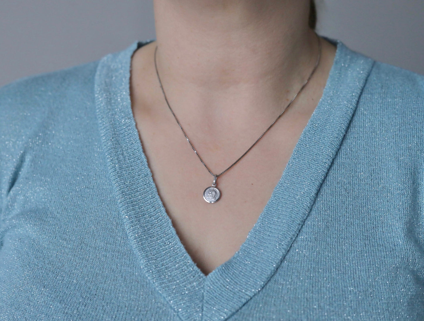 Medalla de plata de ley 925 Padre Pío de Pietrelcina collar colgante, colgante de santo católico, medalla de plata del Santo Padre Pío de Pietrelcina