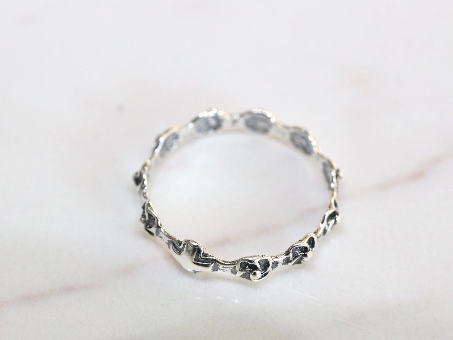Tiny rosary ring ,vintage rosary ring, sterling silver rosary ring, dainty rosary ring with roses, small floral rosary ring,ring for women