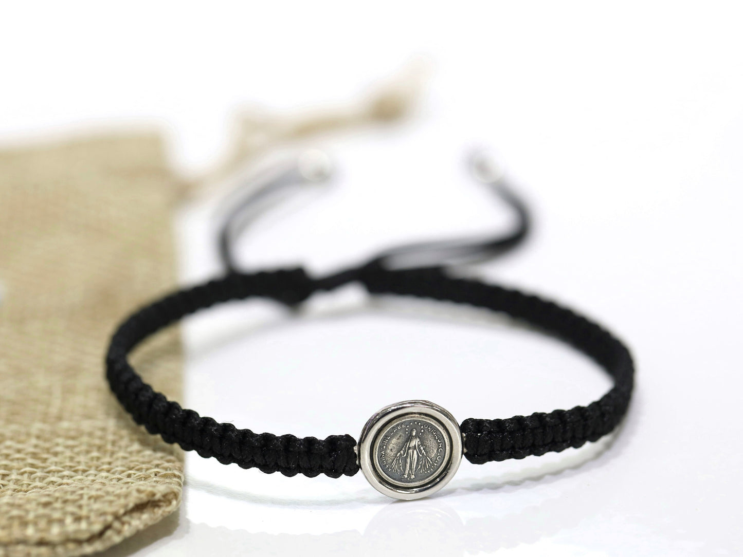 Pulsera Medalla Milagrosa, pulsera Nuestra Señora para mujer, pulsera de plata de ley 925, pulsera medalla en miniatura, pulsera delicada para niñas,