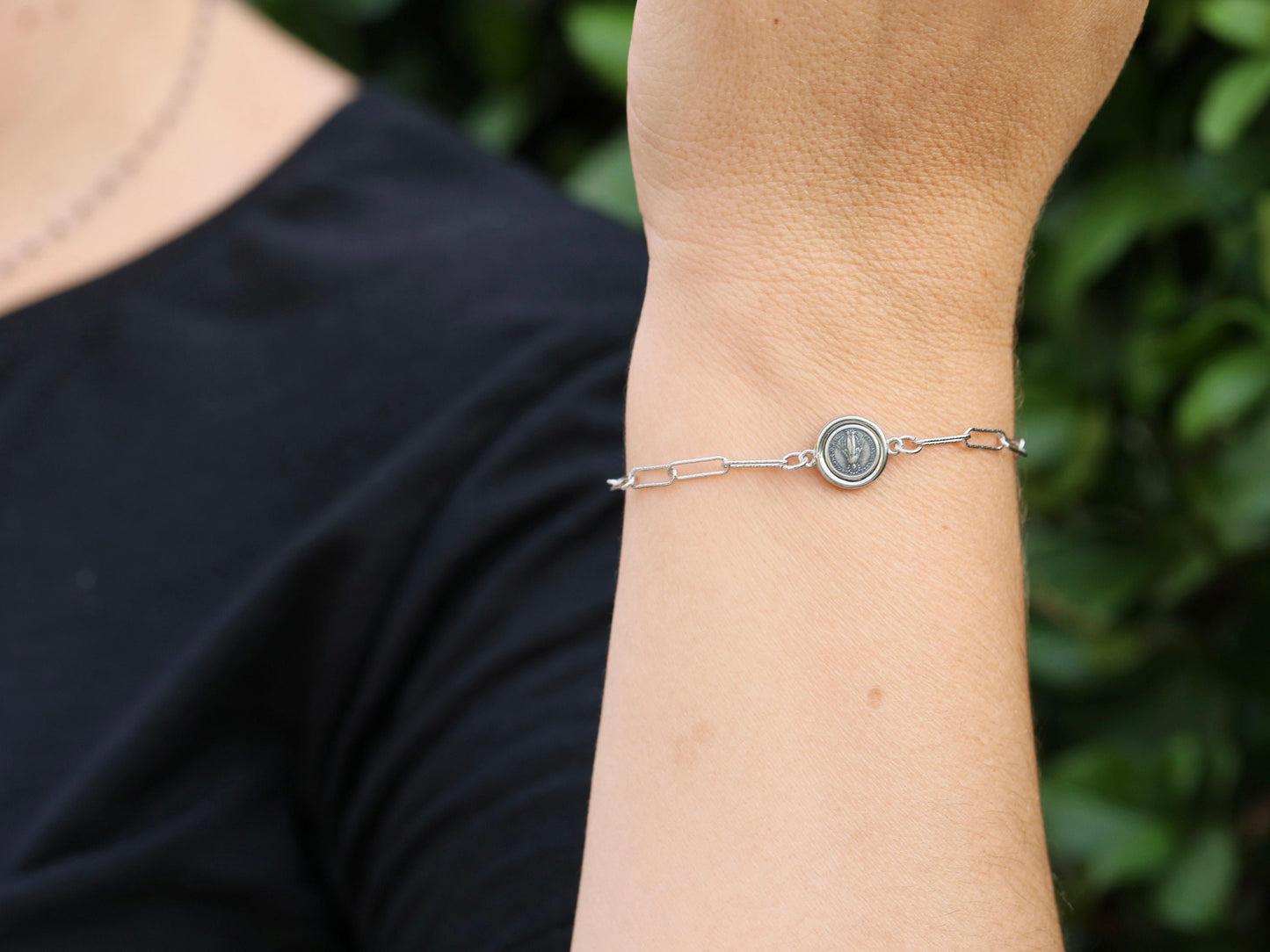 PEPERCLIP Medalla Milagrosa, plata de ley 925, pulsera de cable con Nuestra Señora de Gracia, regalo para mujer o adolescente, pulsera católica