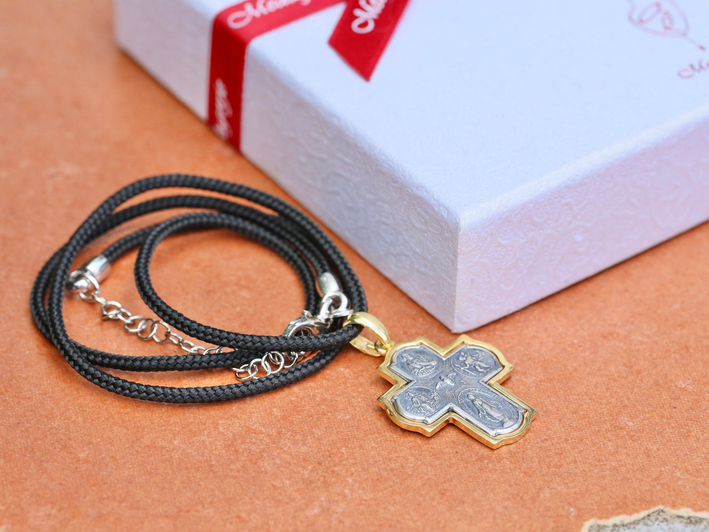 Four way cross, sterling silver 925 4 way cross, cross for man, vintage looking cross for man, catholic cross necklace, gold plated cross