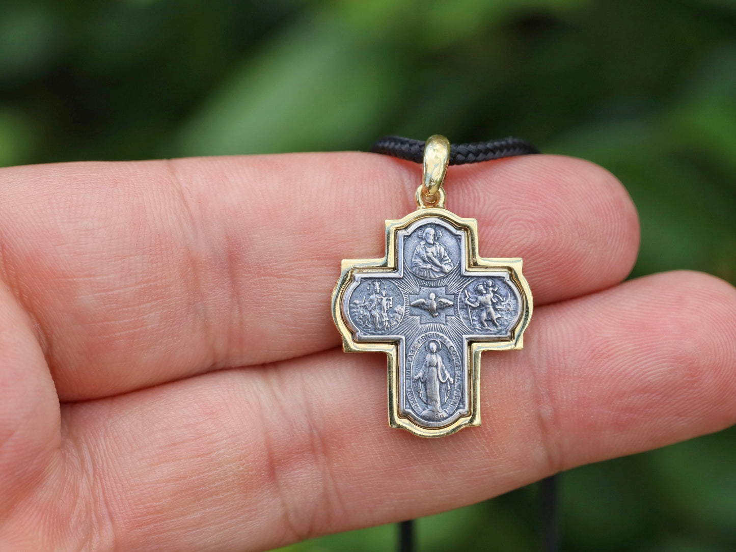 Four way cross, sterling silver 925 4 way cross, cross for man, vintage looking cross for man, catholic cross necklace, gold plated cross
