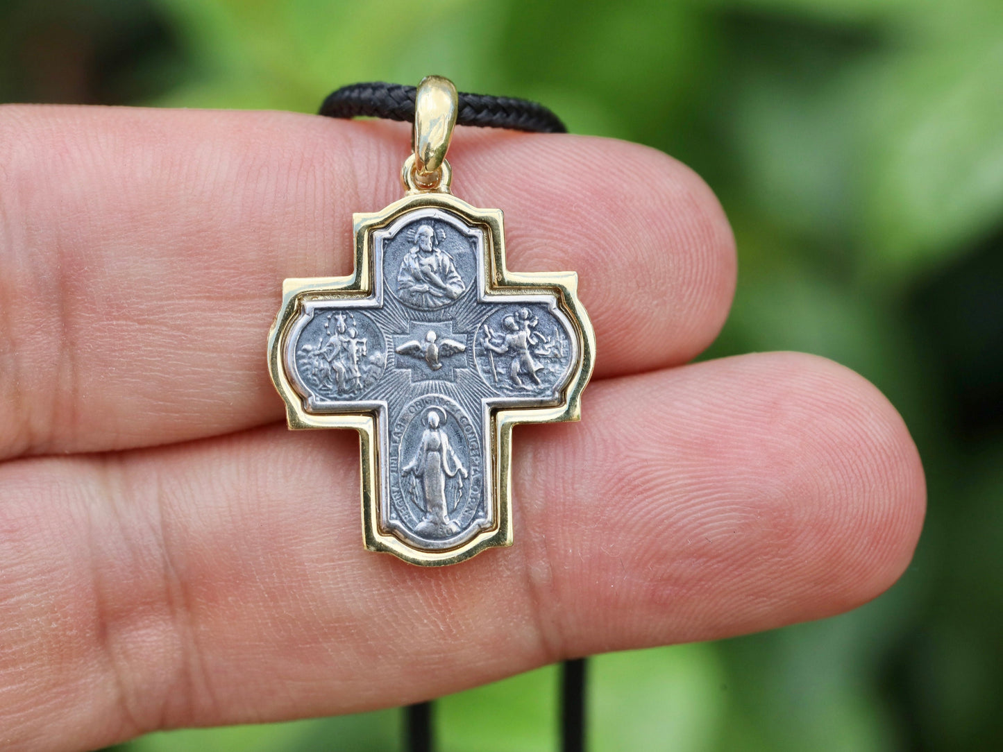 Four way cross, sterling silver 925 4 way cross, cross for man, vintage looking cross for man, catholic cross necklace, gold plated cross