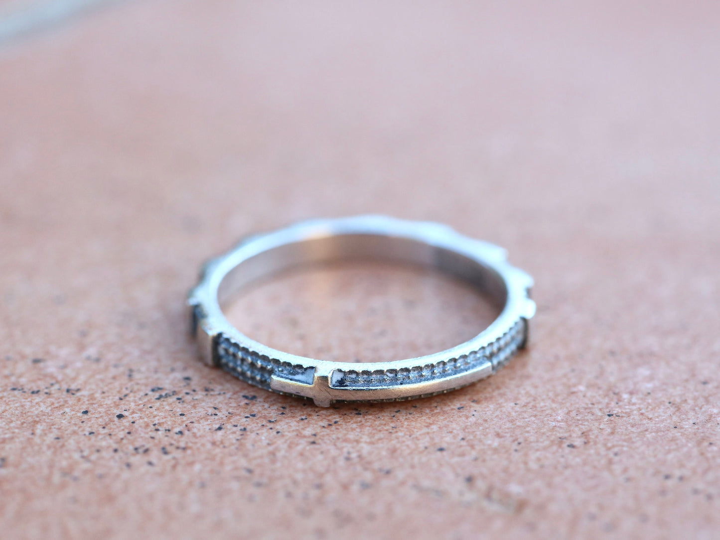 Anillo de rosario, plata de ley 925, anillo de rosario de plata de ley 925 de estilo vintage, anillo de cuentas de rosario delicado católico, rosario de plata antiguo
