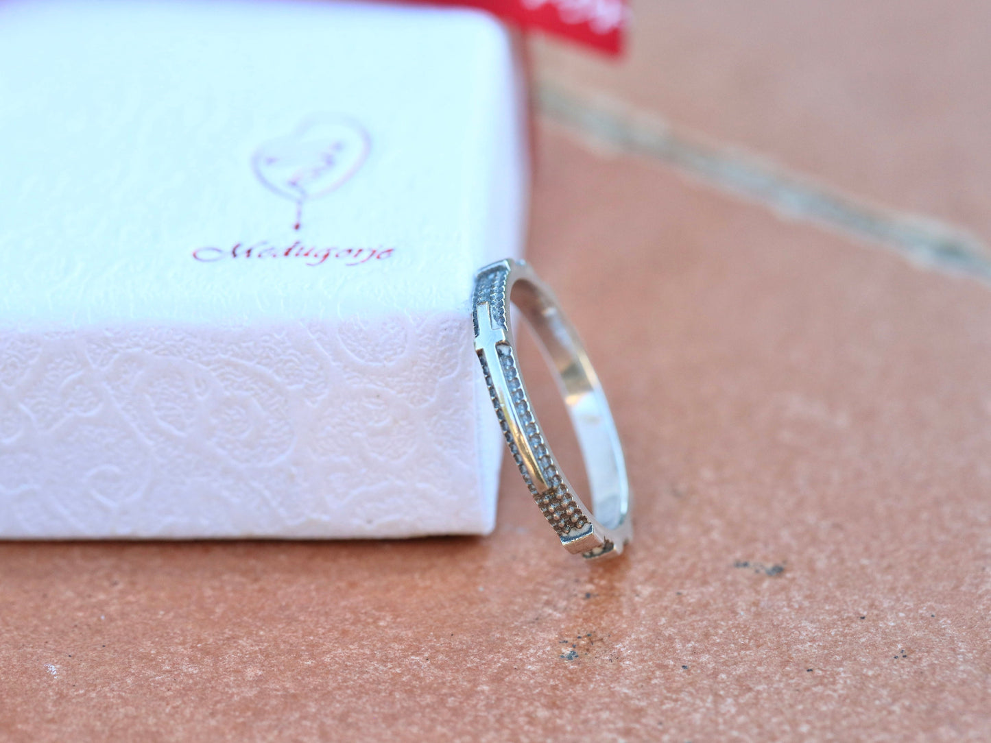 Anillo de rosario, plata de ley 925, anillo de rosario de plata de ley 925 de estilo vintage, anillo de cuentas de rosario delicado católico, rosario de plata antiguo
