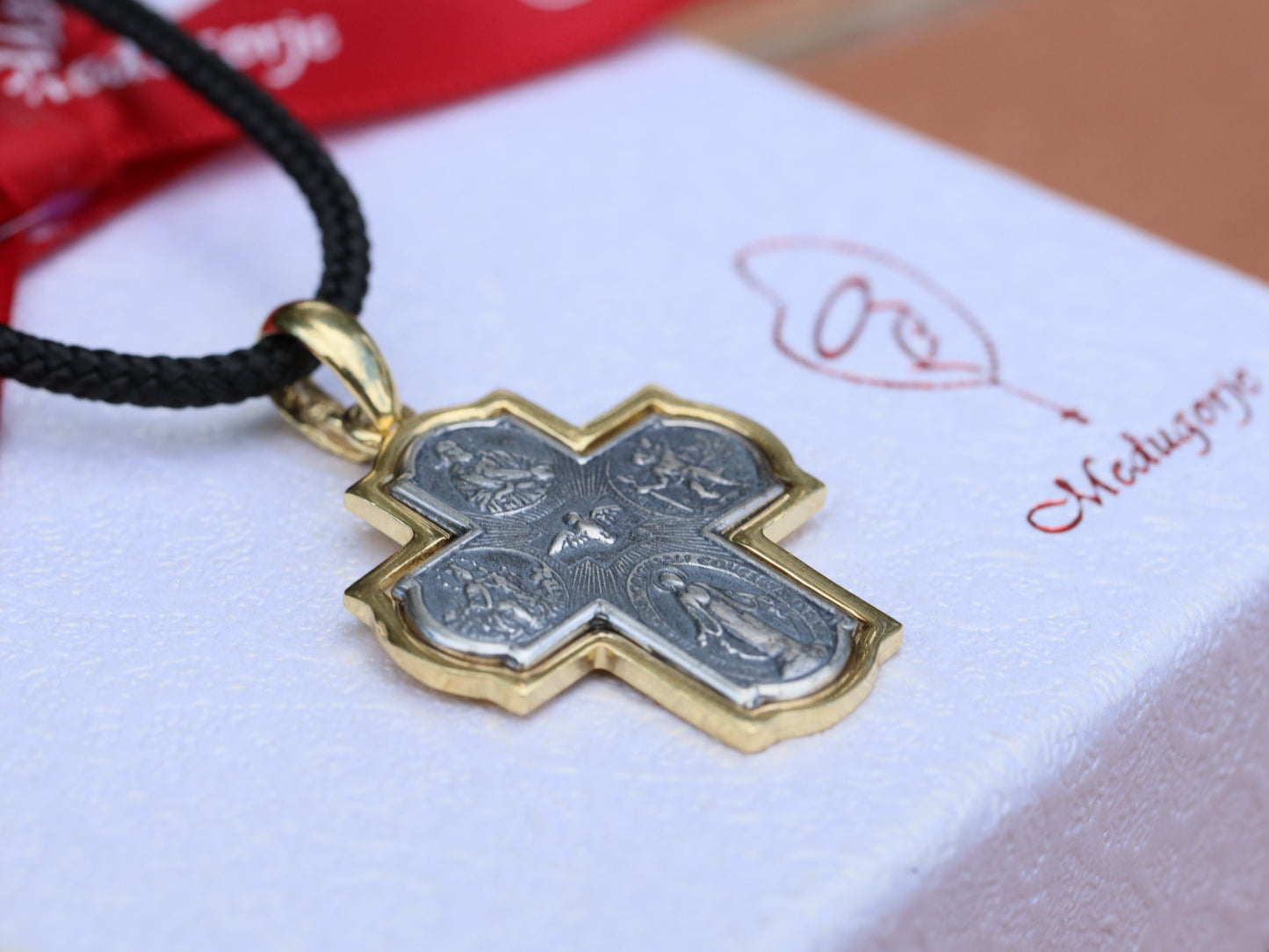 Four way cross, sterling silver 925 4 way cross, cross for man, vintage looking cross for man, catholic cross necklace, gold plated cross