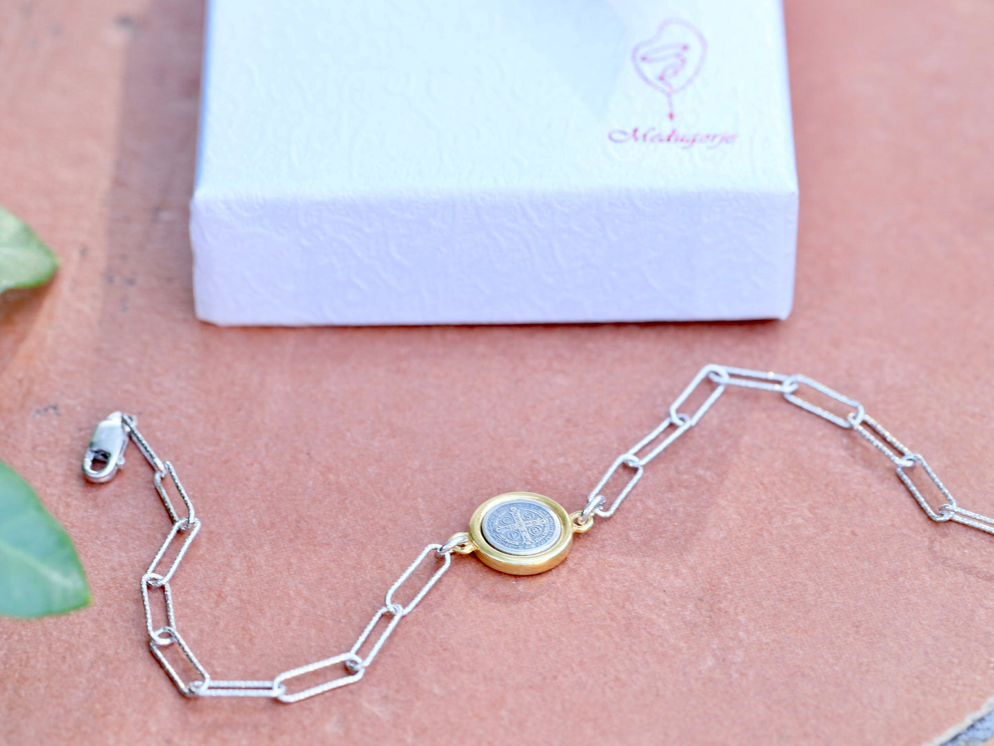 Pulsera PAPERCLIP San Benito, plata de ley 925, pulsera Totus Tuus, sujetador católico, regalo para católica, pulsera de protección PARA MUJER