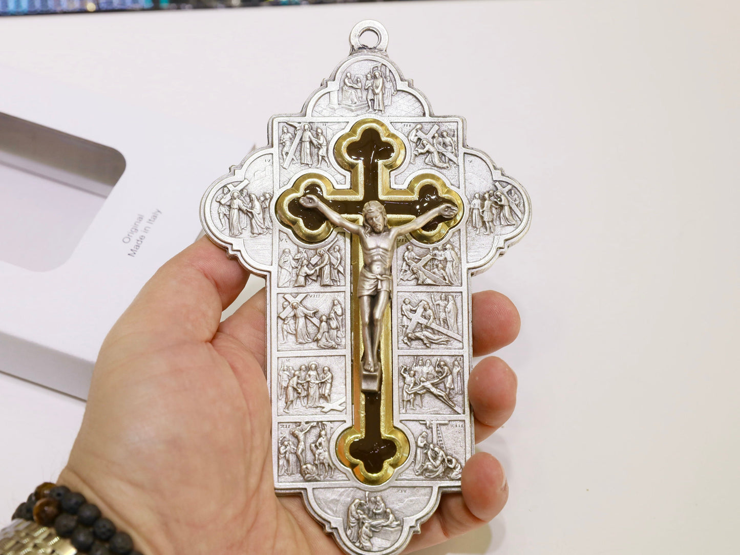 Estaciones de la cruz crucifijo, vías de la cruz para el altar del hogar, 14 estaciones de la cruz, camino de la estatua de la pared de la cruz, estaciones de la cruz de metal