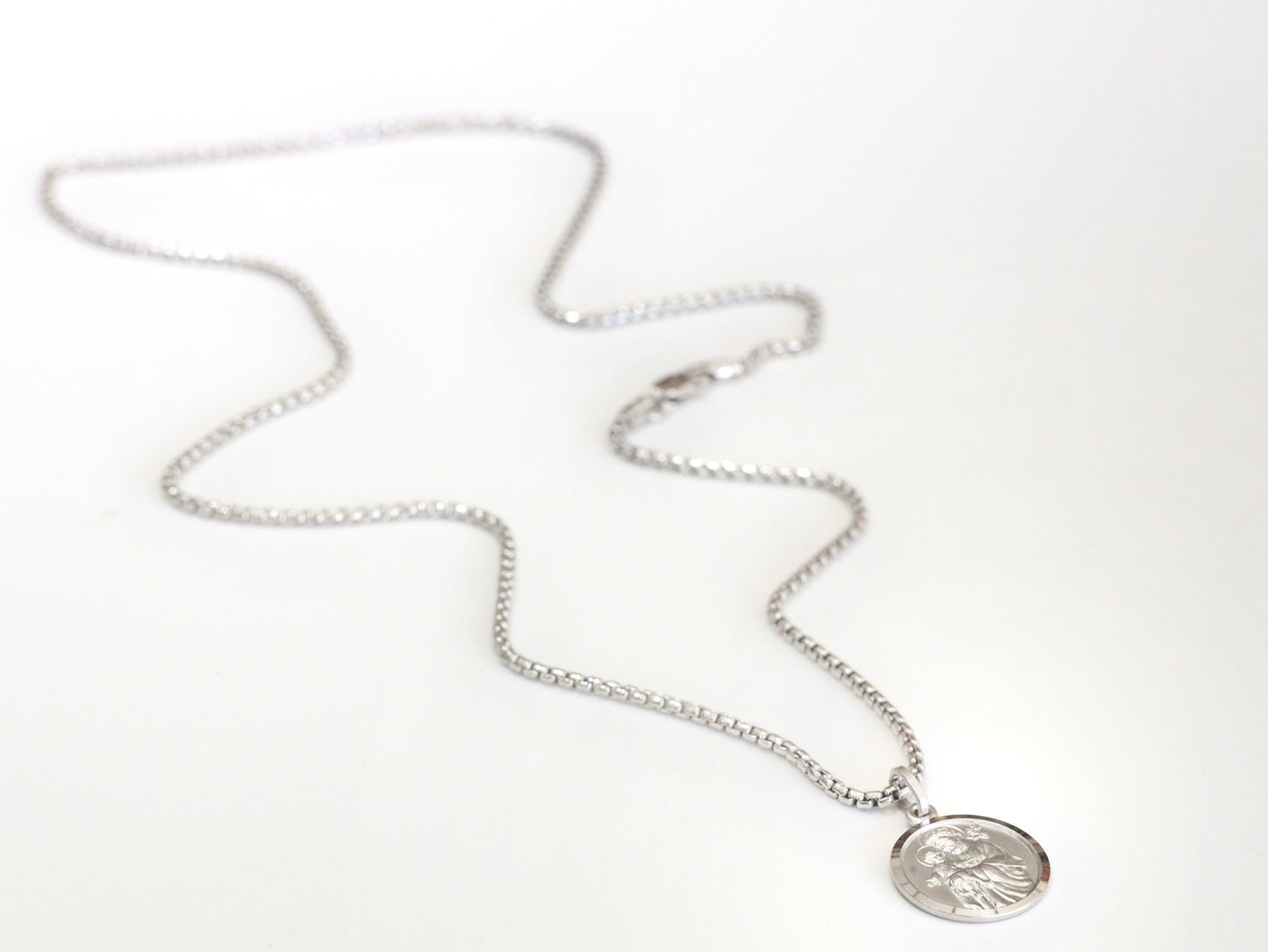 Medalla de San José para hombre, medalla de plata de ley 925, collar de San José, protector de la familia, medalla redonda para el marido, medalla protectora de EE.UU.