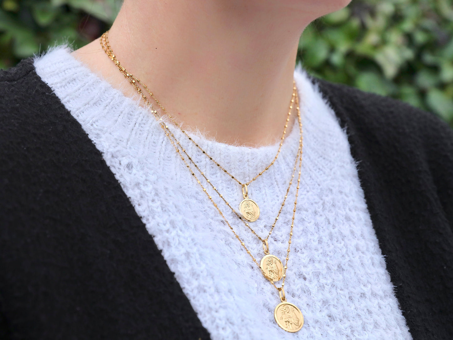 Medalla de San José, plata de ley 925, medalla chapada en oro de 18k, medalla protectora de la Sagrada Familia, delicada medalla de San José, medalla para adolescente