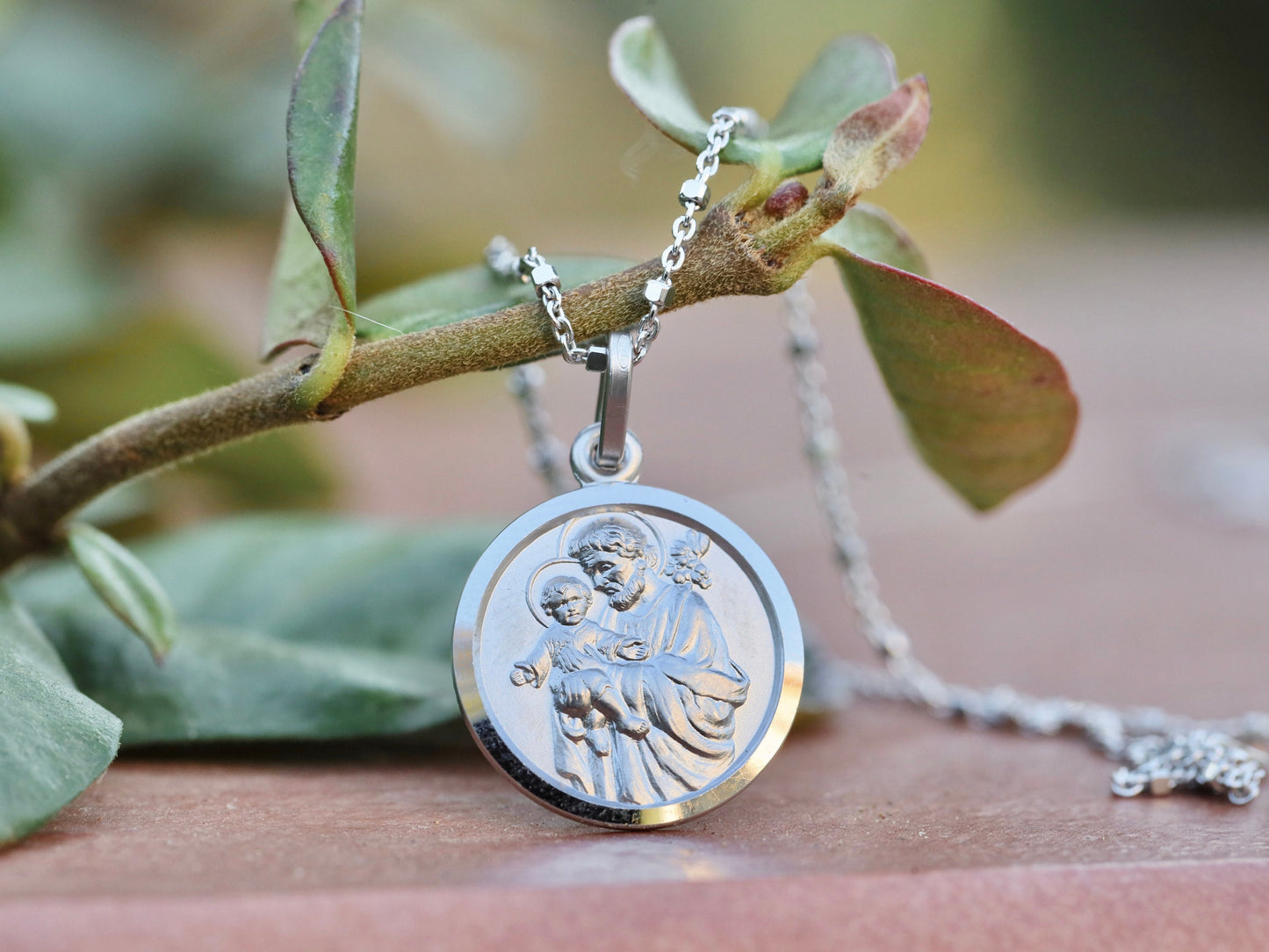 Medalla de San José para hombre, medalla de plata de ley 925, collar de San José, protector de la familia, medalla redonda para el marido, medalla protectora de EE.UU.