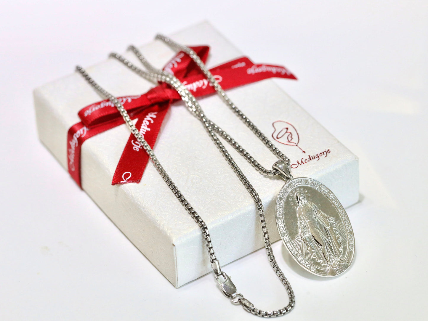 Medalla Milagrosa de plata grande para hombre, Medalla Milagrosa francesa, Medalla Milagrosa de plata de ley, Medalla Milagrosa de diseño original