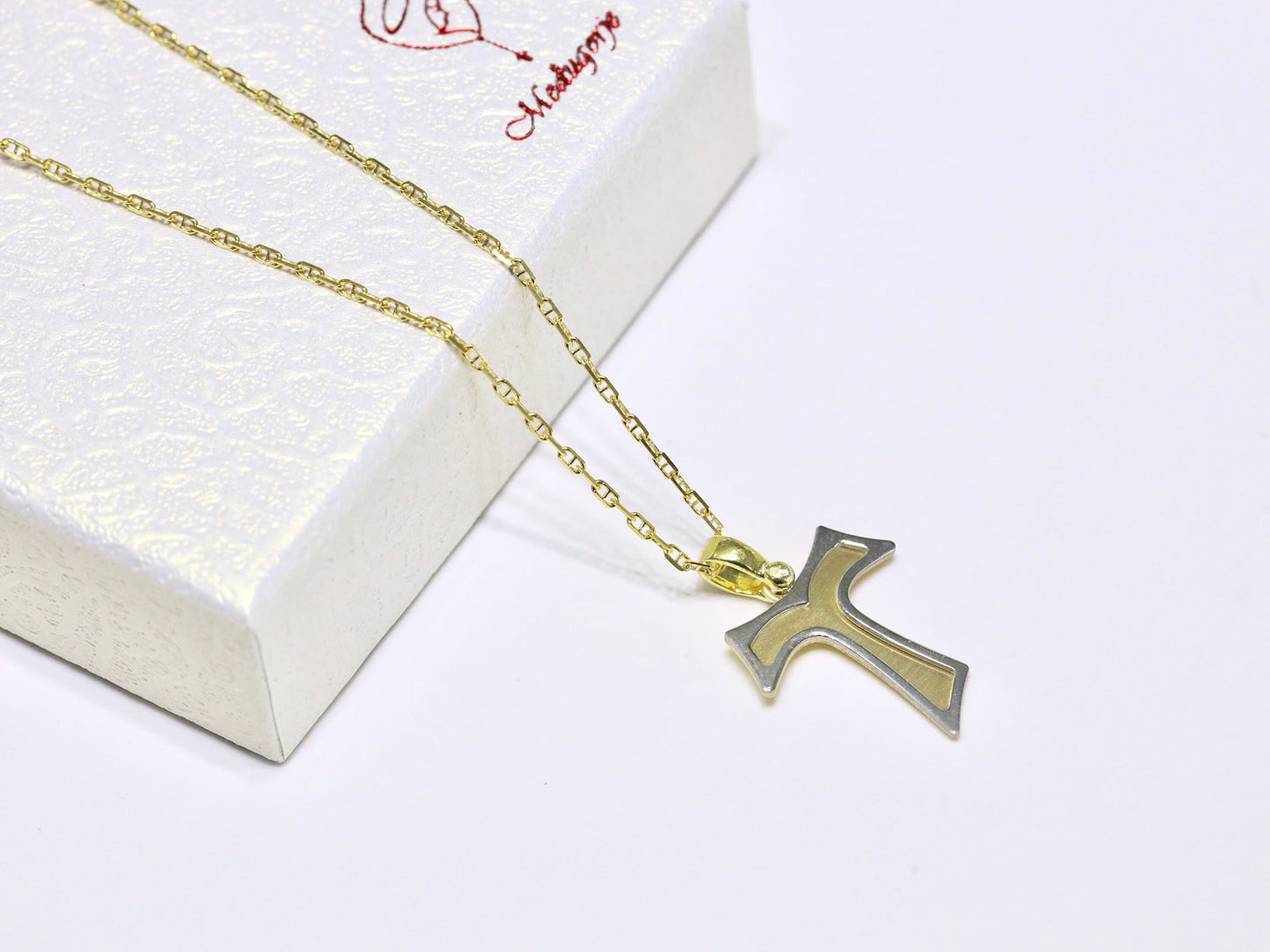 Colgante cruz tau, colgante cruz franciscana, colgante cruz para mujer, cruz plata de primera ley 925, collar cruz bañada en oro, cruz pequeña