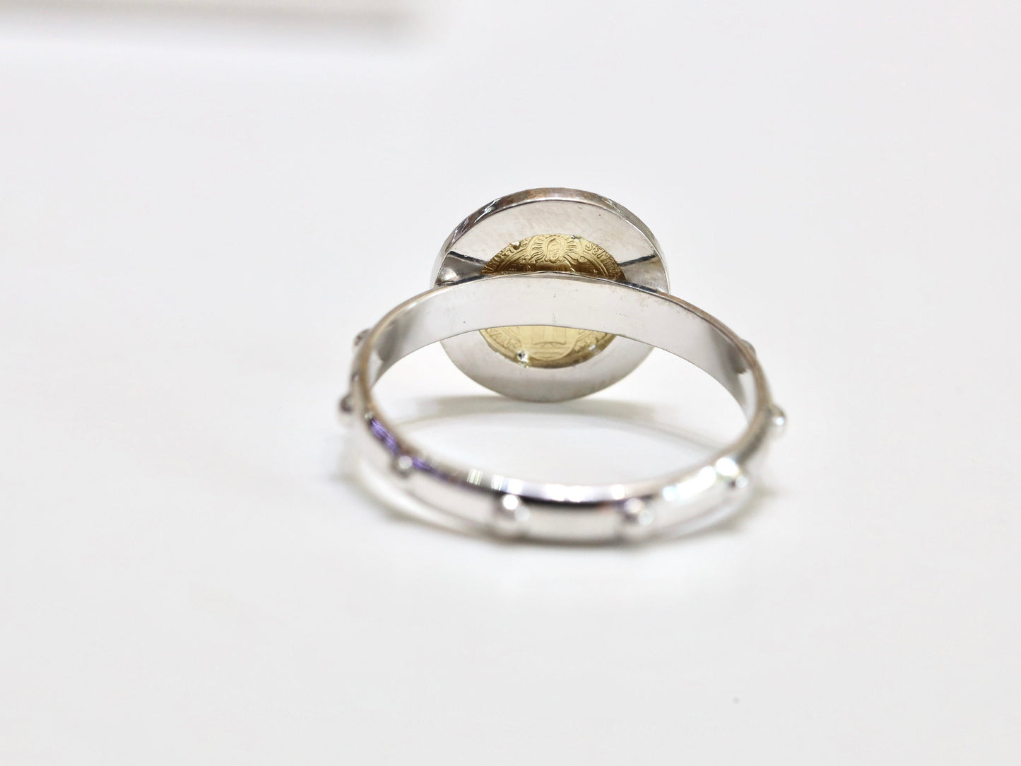 Anillo de San Benito, anillo de rosario, anillo de plata de ley 925, anillo de cruz católica, anillo de rosario talla diamante, anillo de santo católico, anillo para mujer