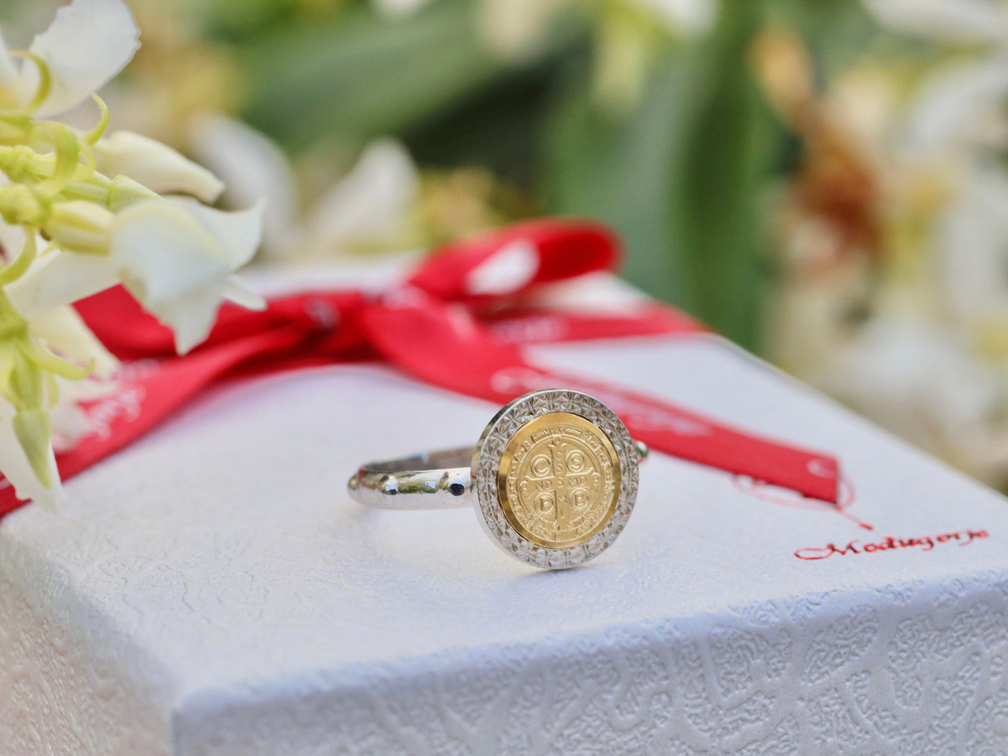 Anillo de San Benito, anillo de rosario, anillo de plata de ley 925, anillo de cruz católica, anillo de rosario talla diamante, anillo de santo católico, anillo para mujer