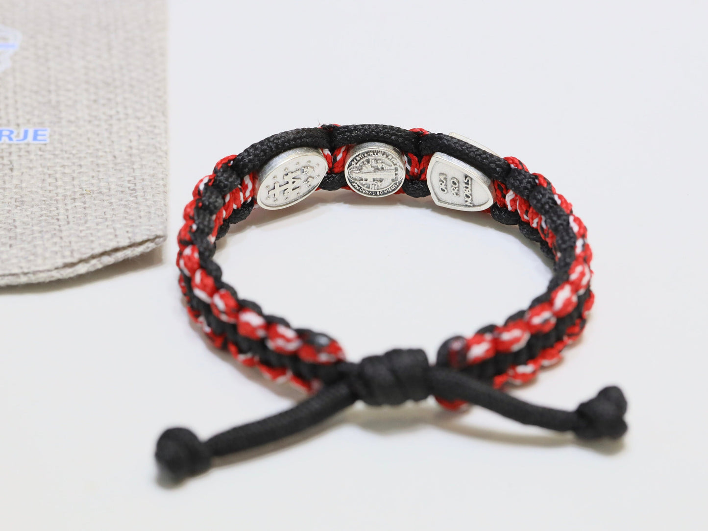 Pulsera de la Medalla Milagrosa de San Miguel San Benito para hombre, pulsera de santos católicos, pulsera Parcord, pulsera de plata, pulsera de servicio pesado