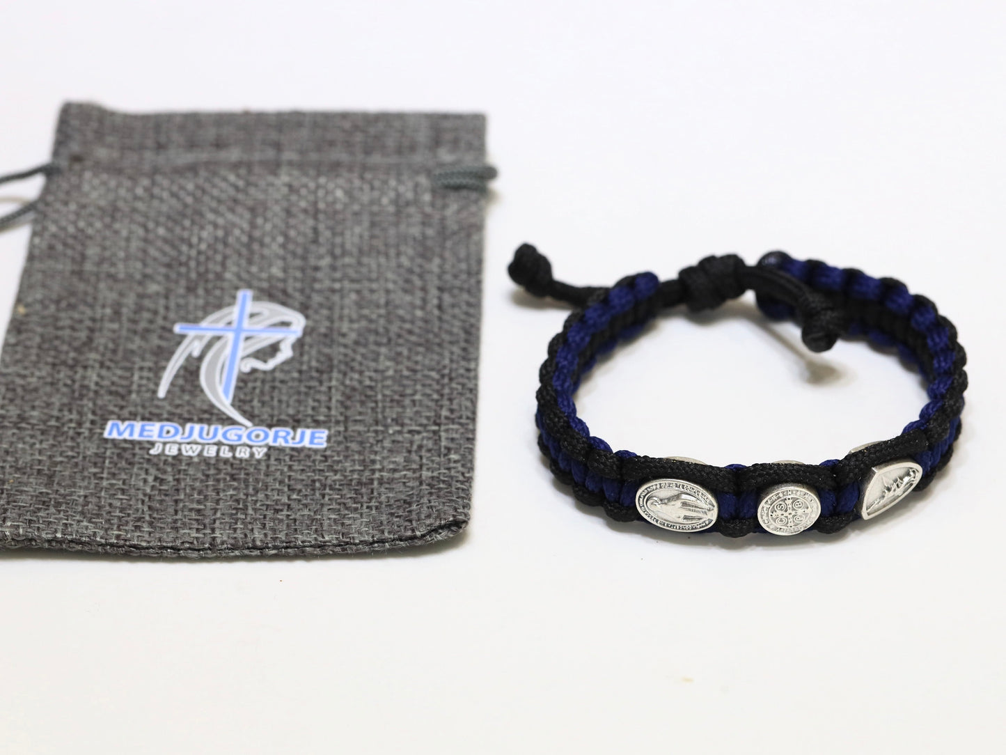 Pulsera de la Medalla Milagrosa de San Miguel San Benito para hombre, pulsera de santos católicos, pulsera Parcord, pulsera de plata, pulsera de servicio pesado
