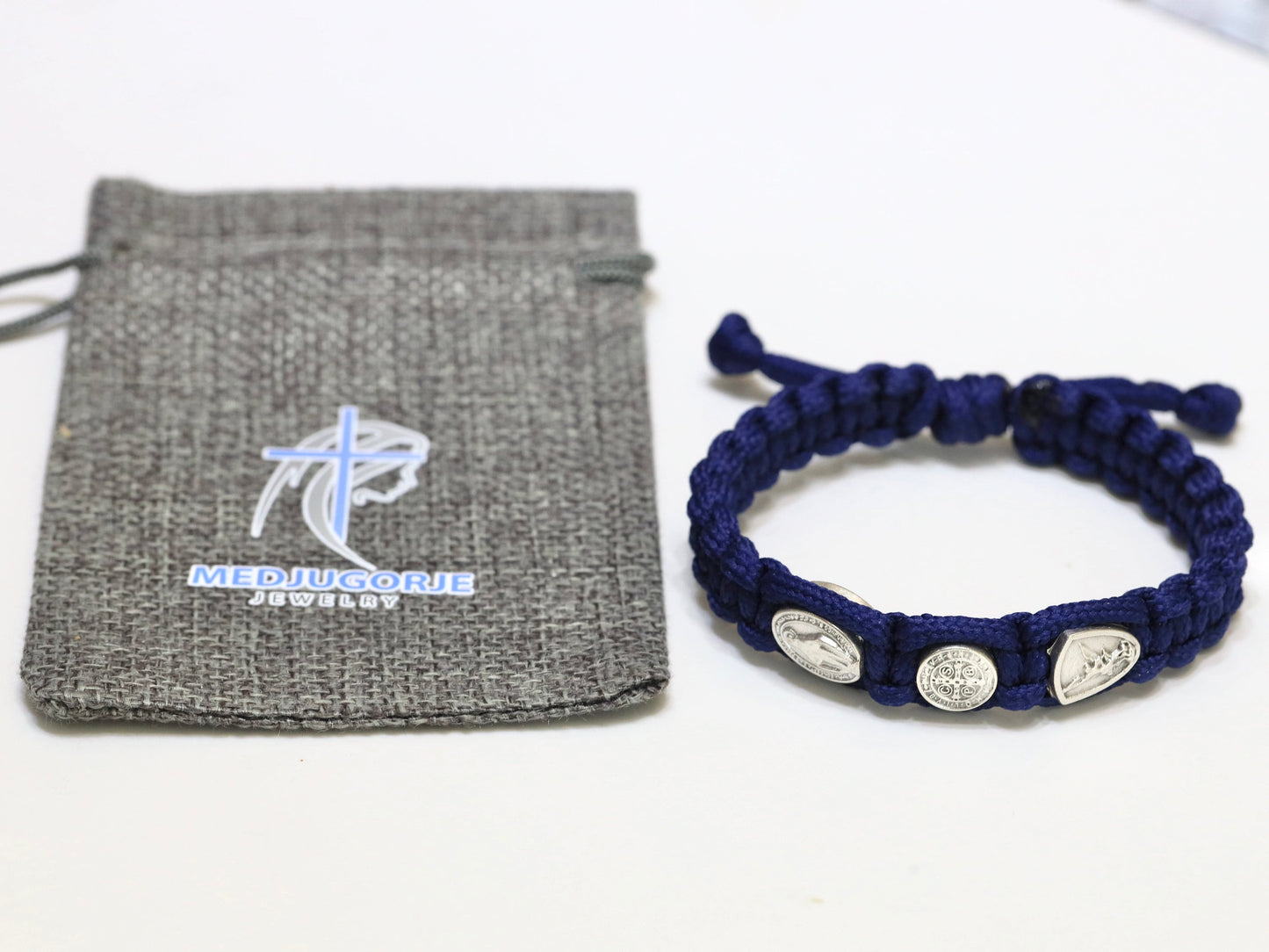 Pulsera de la Medalla Milagrosa de San Miguel San Benito para hombre, pulsera de santos católicos, pulsera Parcord, pulsera de plata, pulsera de servicio pesado