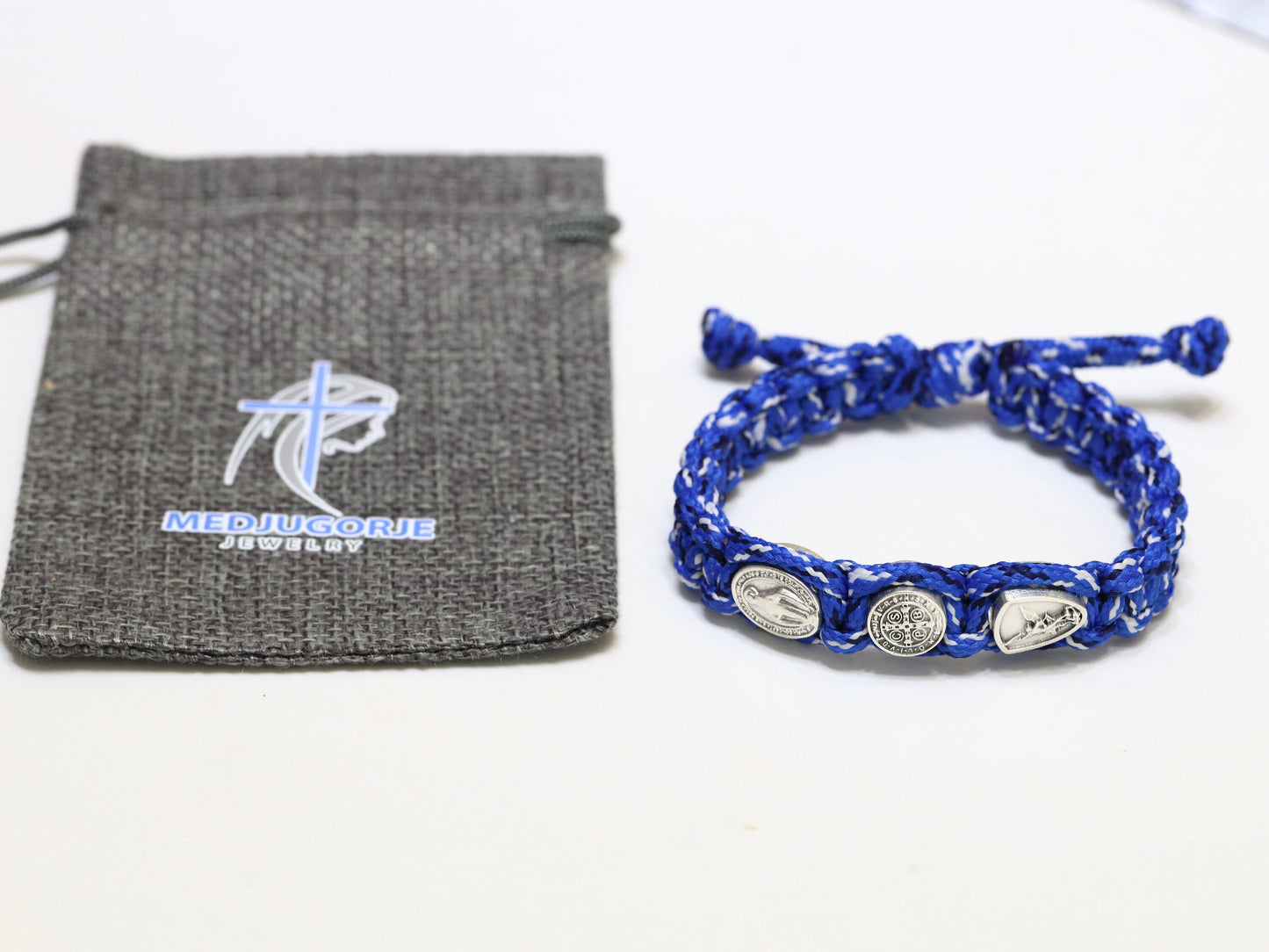 Pulsera de la Medalla Milagrosa de San Miguel San Benito para hombre, pulsera de santos católicos, pulsera Parcord, pulsera de plata, pulsera de servicio pesado