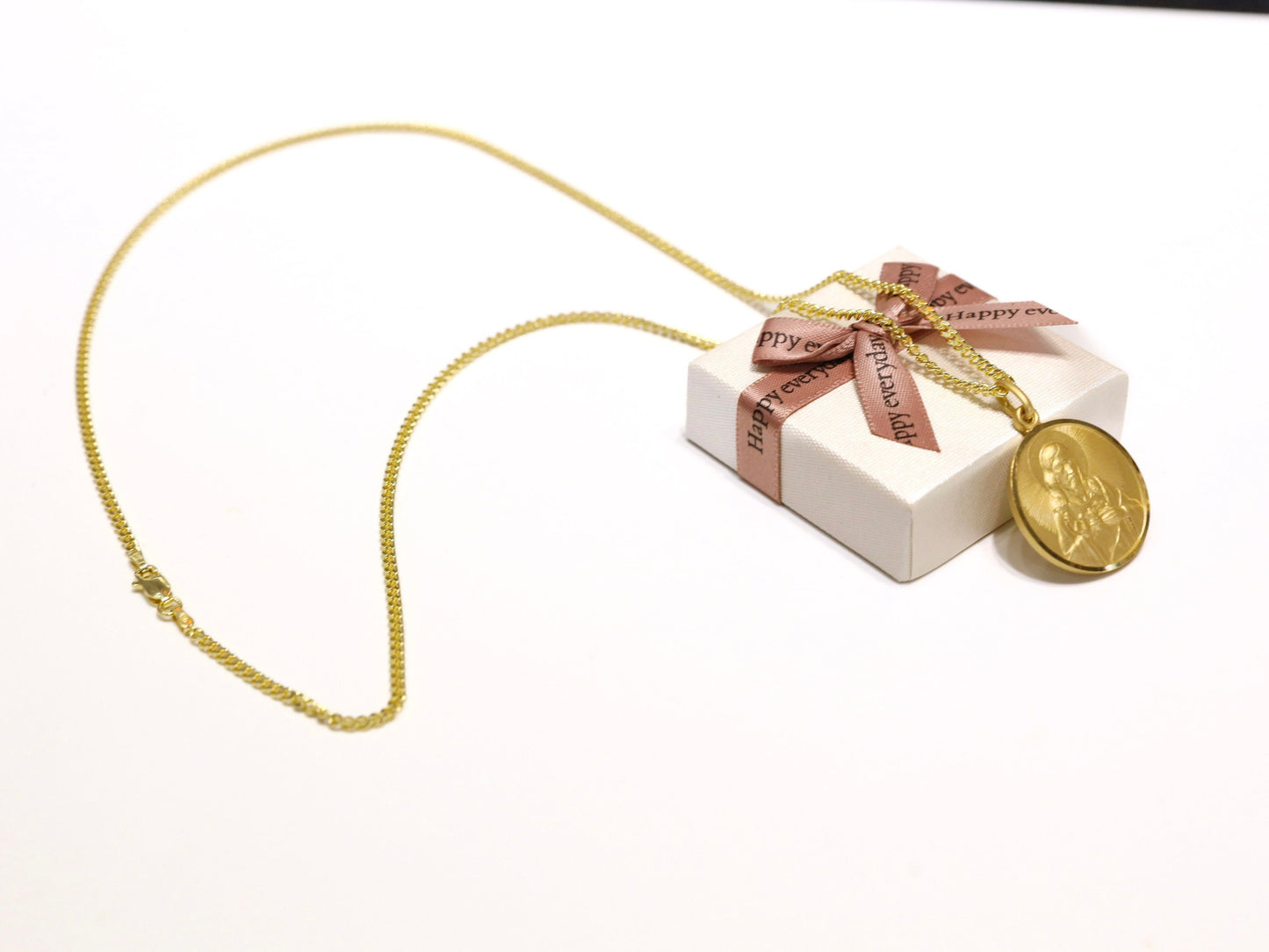 Collar escapulario grande de plata de primera ley 925, medalla escapulario chapada en oro de 18 kt, medalla escapulario unisex, medalla escapulario de alto detalle