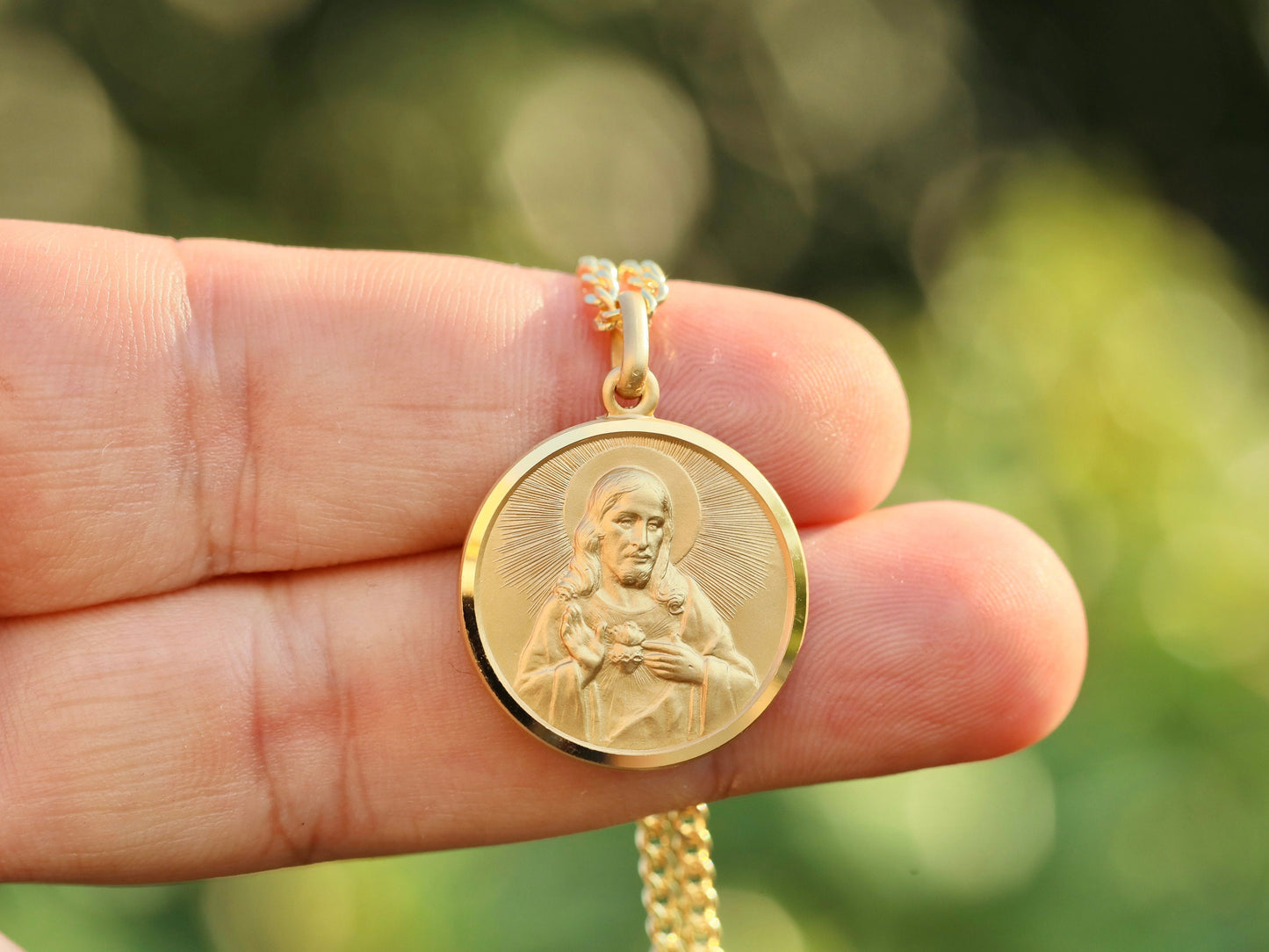 Collar escapulario grande de plata de primera ley 925, medalla escapulario chapada en oro de 18 kt, medalla escapulario unisex, medalla escapulario de alto detalle