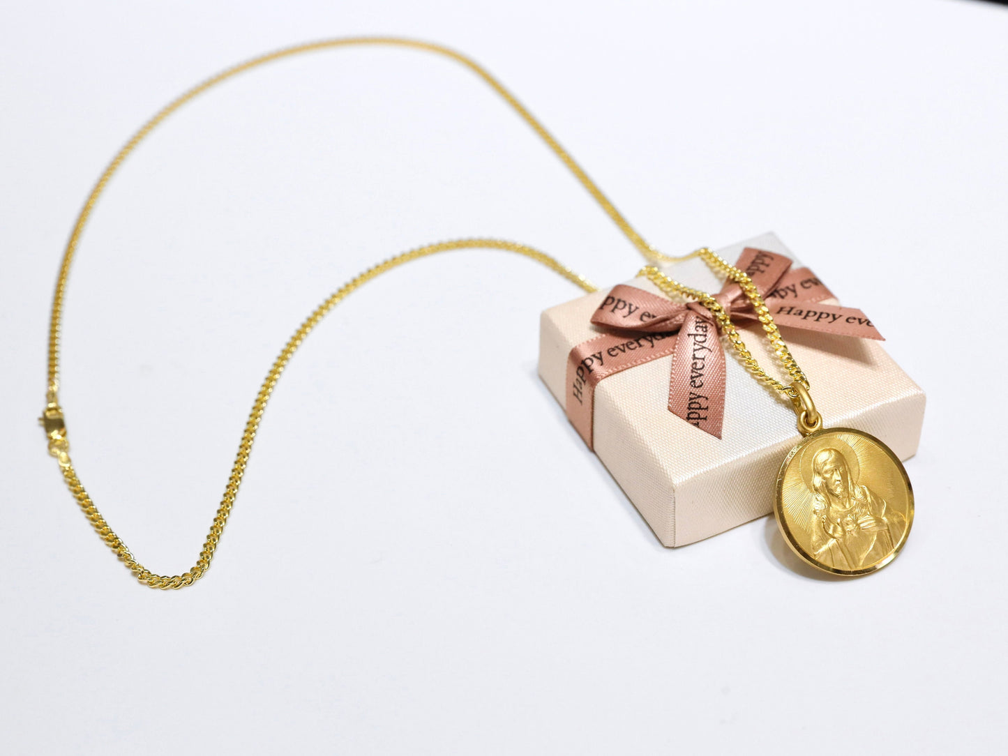 Collar escapulario grande de plata de primera ley 925, medalla escapulario chapada en oro de 18 kt, medalla escapulario unisex, medalla escapulario de alto detalle