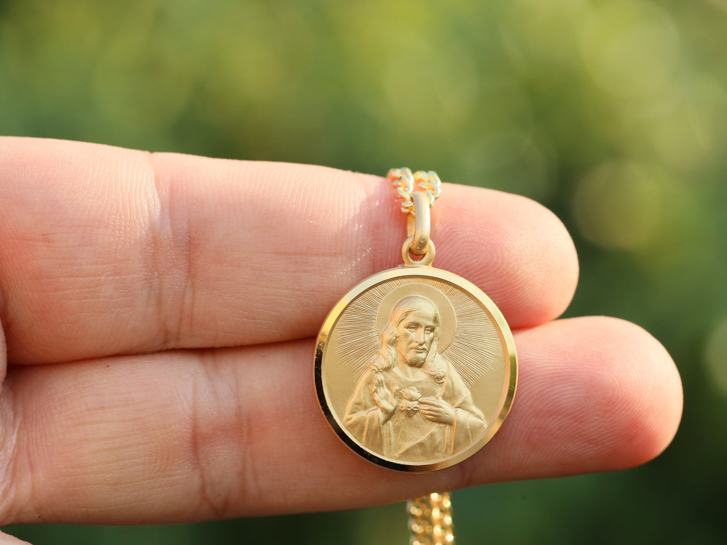 Collar escapulario grande de plata de primera ley 925, medalla escapulario chapada en oro de 18 kt, medalla escapulario unisex, medalla escapulario de alto detalle