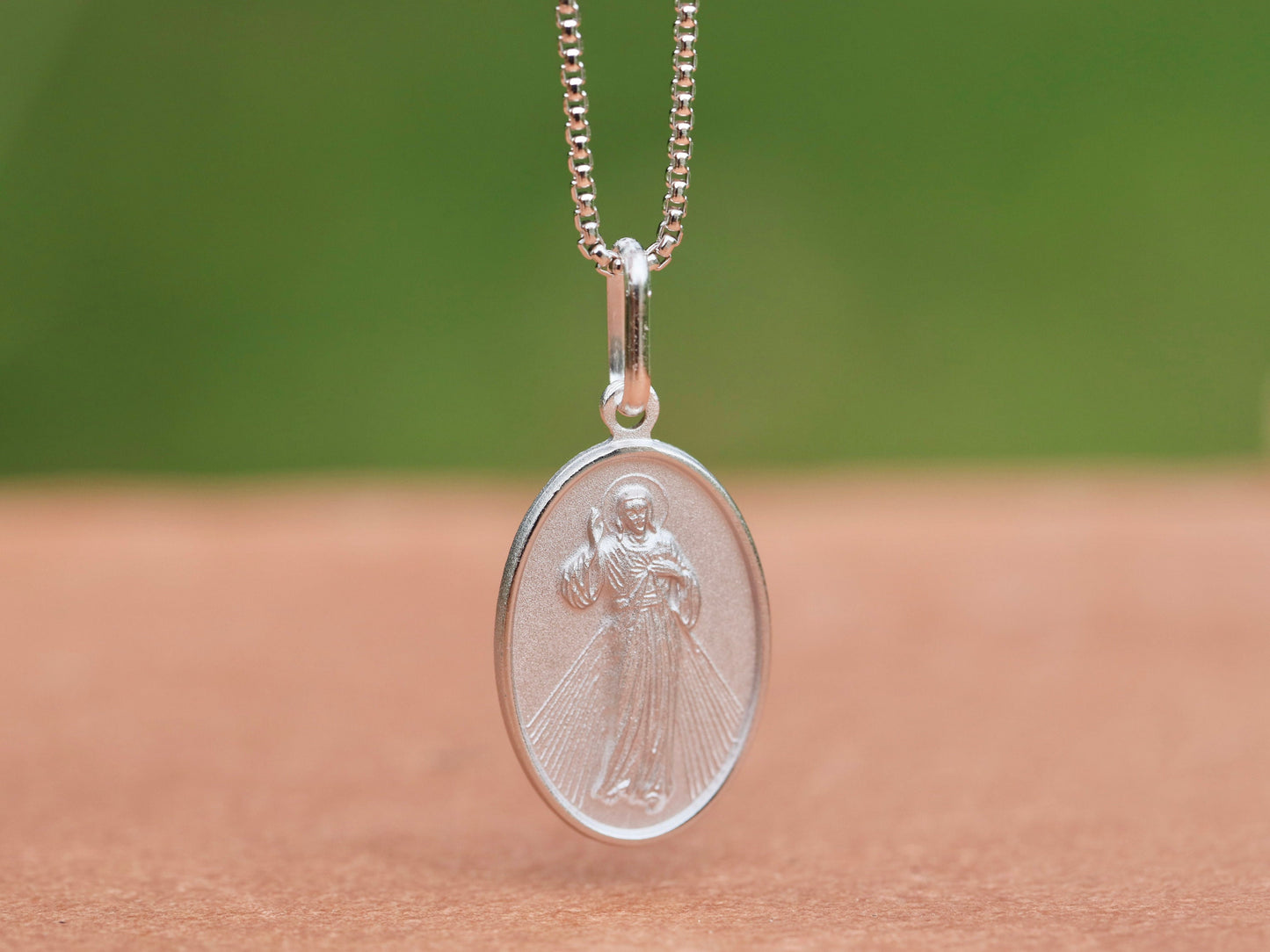 Colgante Divina Misericordia de Jesús - plata de ley 925 medalla de Jesús - Adecuado para hombre o mujer colgante de Jesús, colgante de Jesucristo