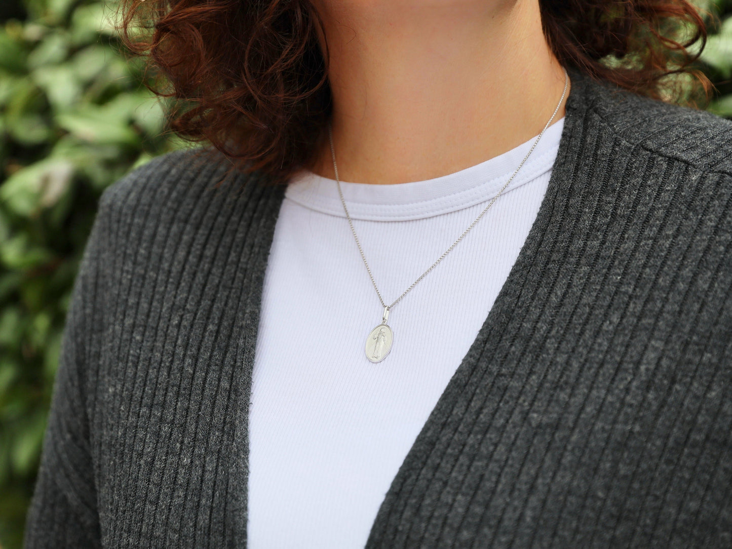 Colgante Divina Misericordia de Jesús - plata de ley 925 medalla de Jesús - Adecuado para hombre o mujer colgante de Jesús, colgante de Jesucristo
