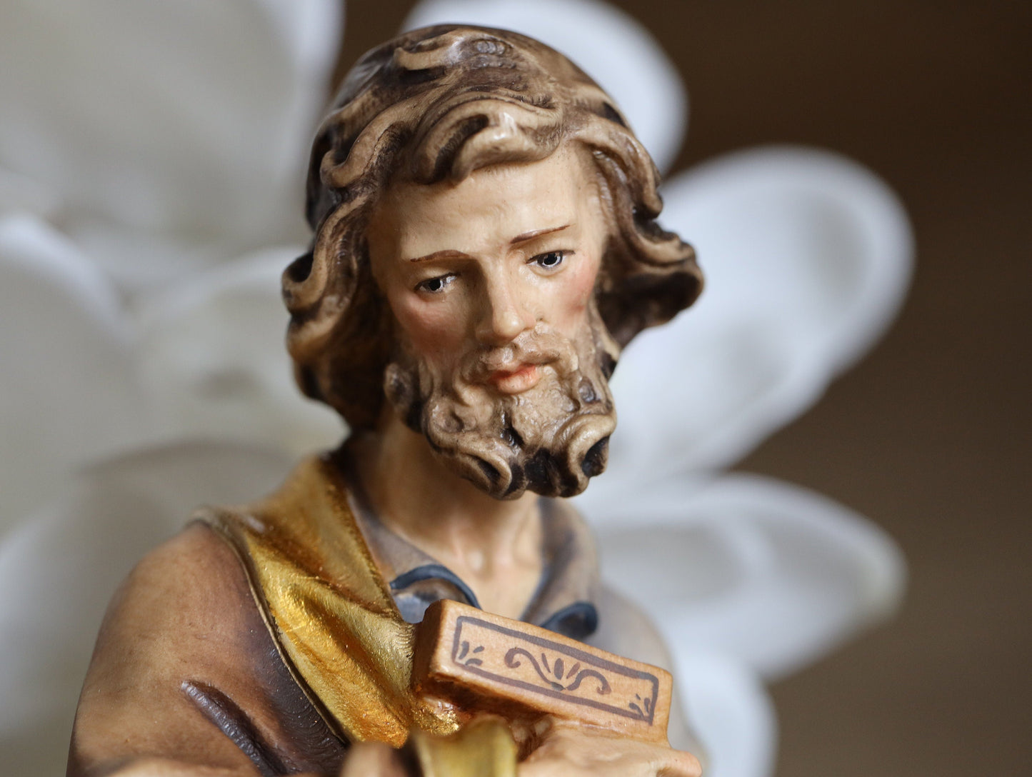 Estatua de San José, estatua de madera de San José trabajador, San José carpintero, escultura de San José de 30 cm, estatua de San José hecha a mano