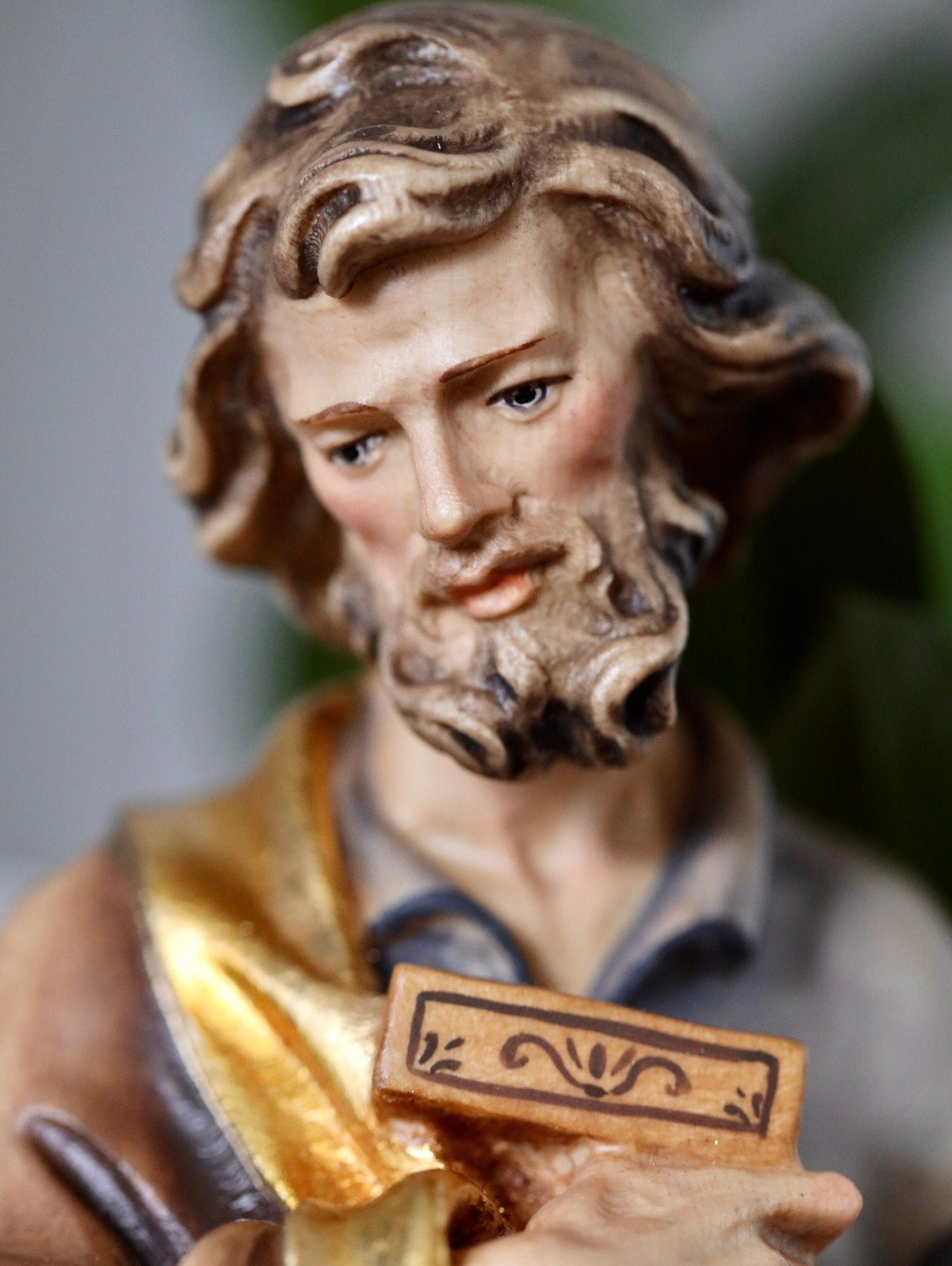 Estatua de San José, estatua de madera de San José trabajador, San José carpintero, escultura de San José de 30 cm, estatua de San José hecha a mano