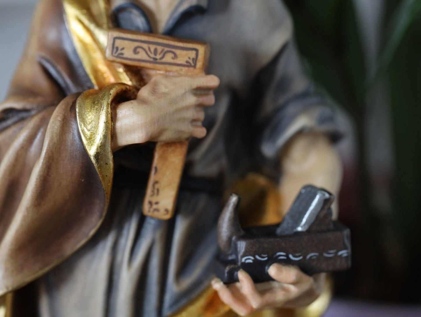 Estatua de San José, estatua de madera de San José trabajador, San José carpintero, escultura de San José de 30 cm, estatua de San José hecha a mano