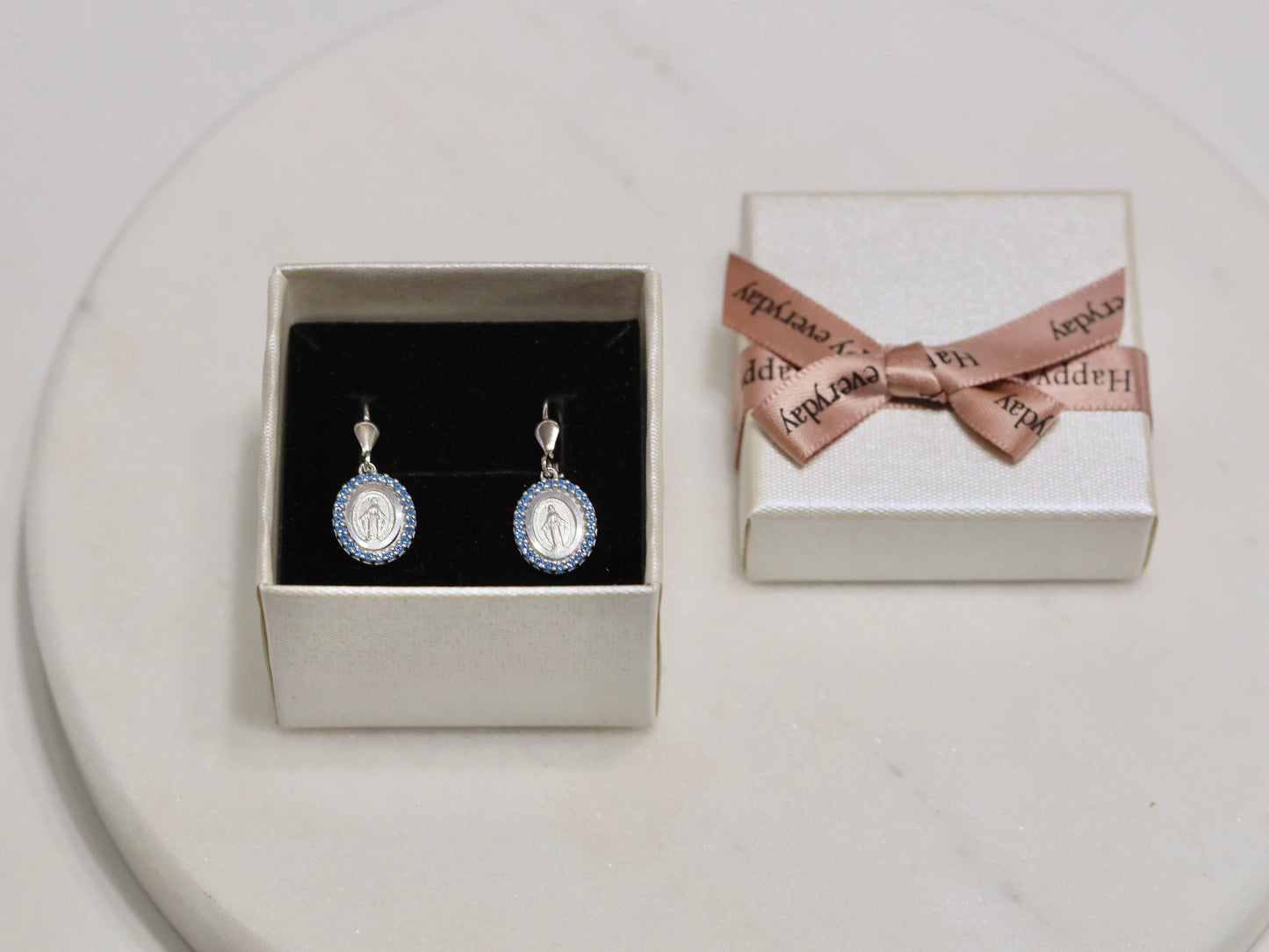 Dainty Miraculous Medal Earrings 13mm- Minted with High Level of Detail - Ideal Communion or Birthday Gift, gift for catholic teenage girl