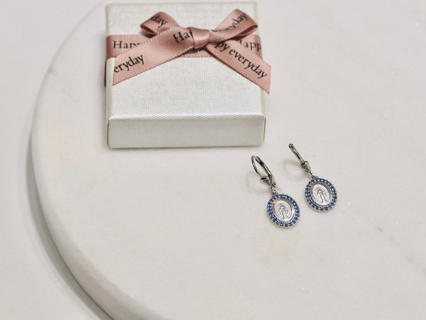 Dainty Miraculous Medal Earrings 13mm- Minted with High Level of Detail - Ideal Communion or Birthday Gift, gift for catholic teenage girl