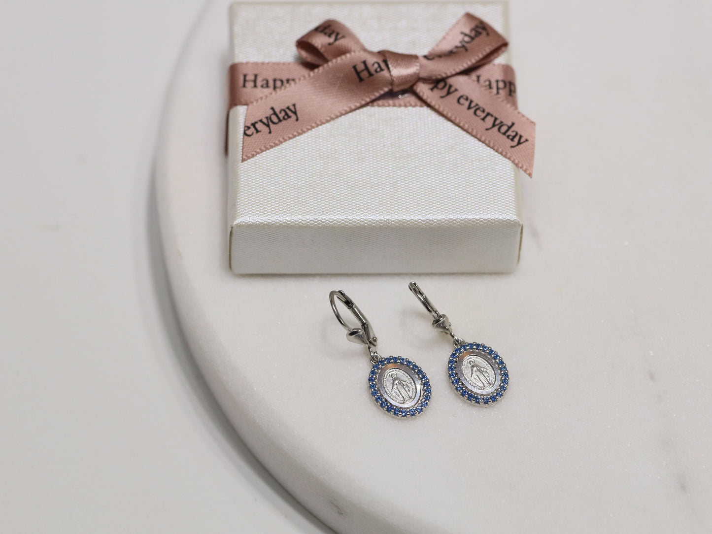 Dainty Miraculous Medal Earrings 13mm- Minted with High Level of Detail - Ideal Communion or Birthday Gift, gift for catholic teenage girl
