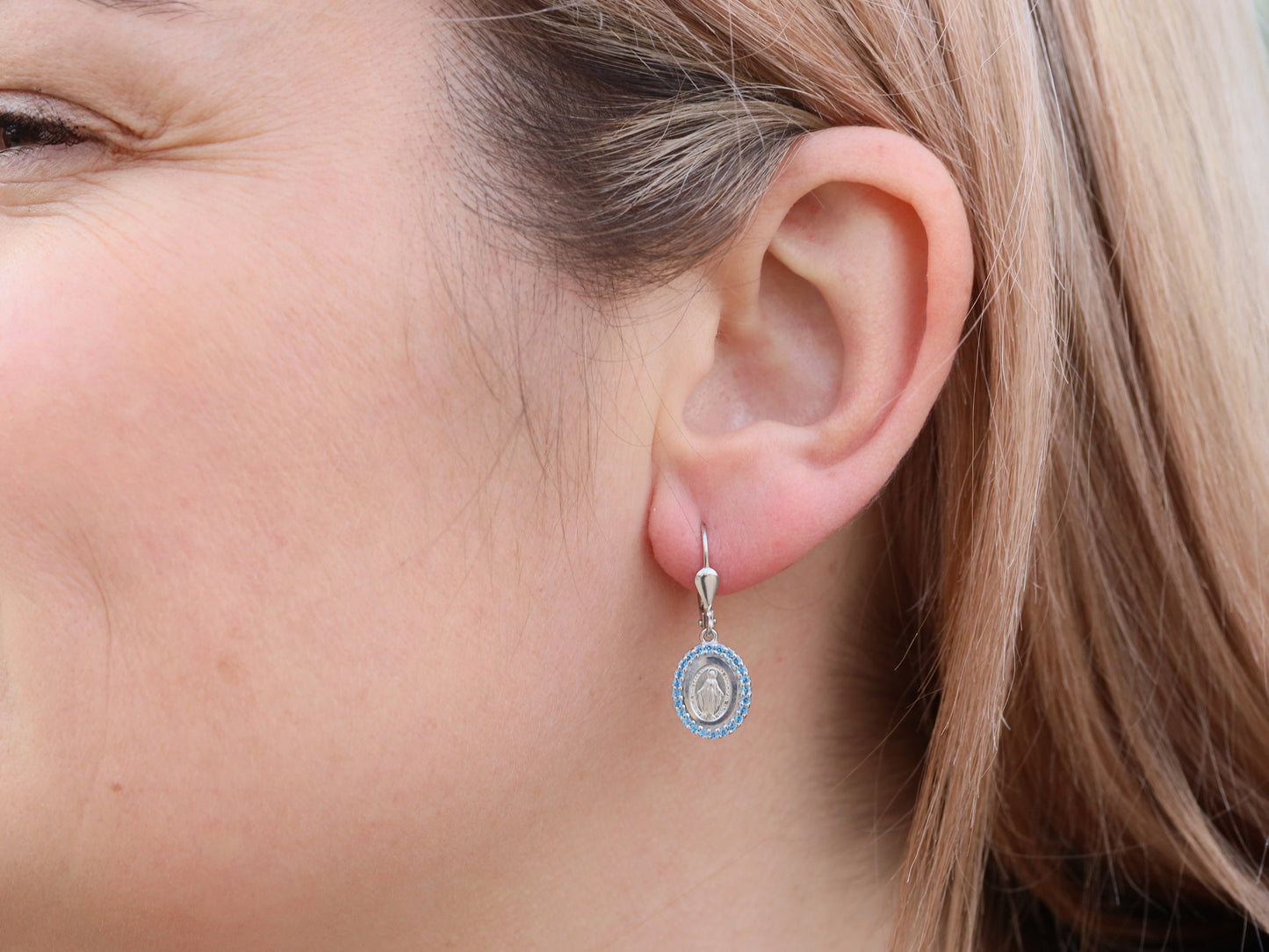 Dainty Miraculous Medal Earrings 13mm- Minted with High Level of Detail - Ideal Communion or Birthday Gift, gift for catholic teenage girl