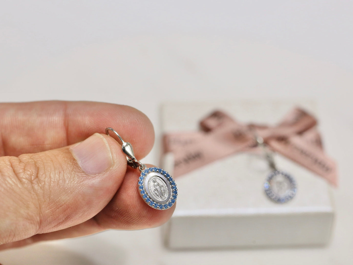 Dainty Miraculous Medal Earrings 13mm- Minted with High Level of Detail - Ideal Communion or Birthday Gift, gift for catholic teenage girl