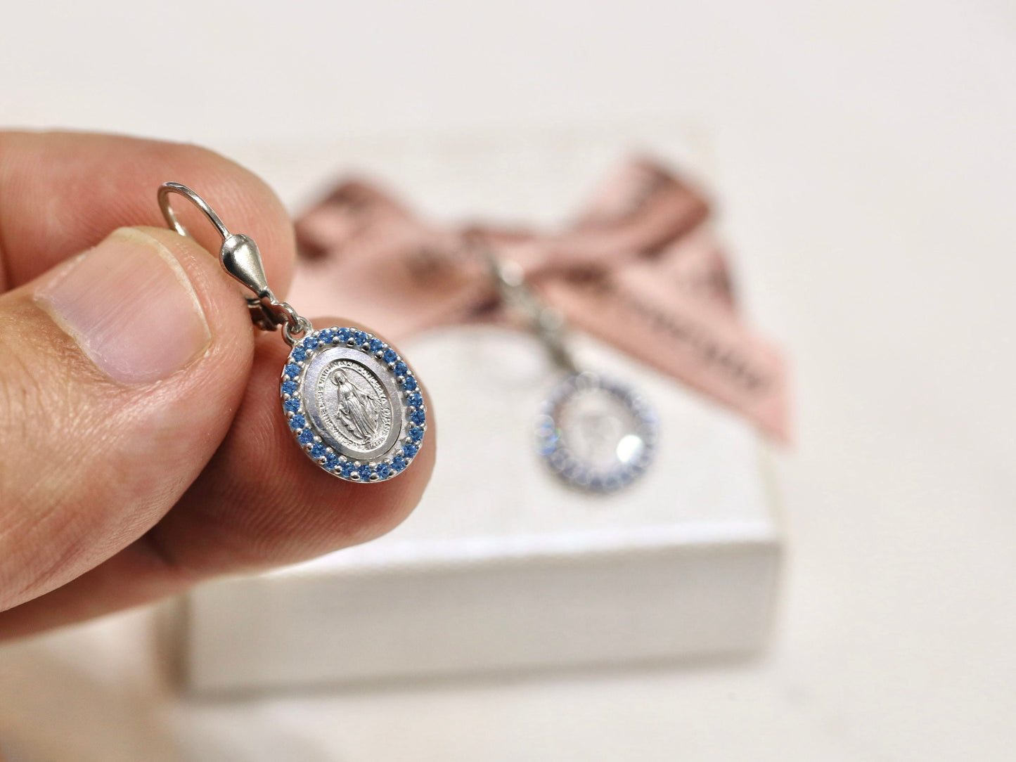 Dainty Miraculous Medal Earrings 13mm- Minted with High Level of Detail - Ideal Communion or Birthday Gift, gift for catholic teenage girl