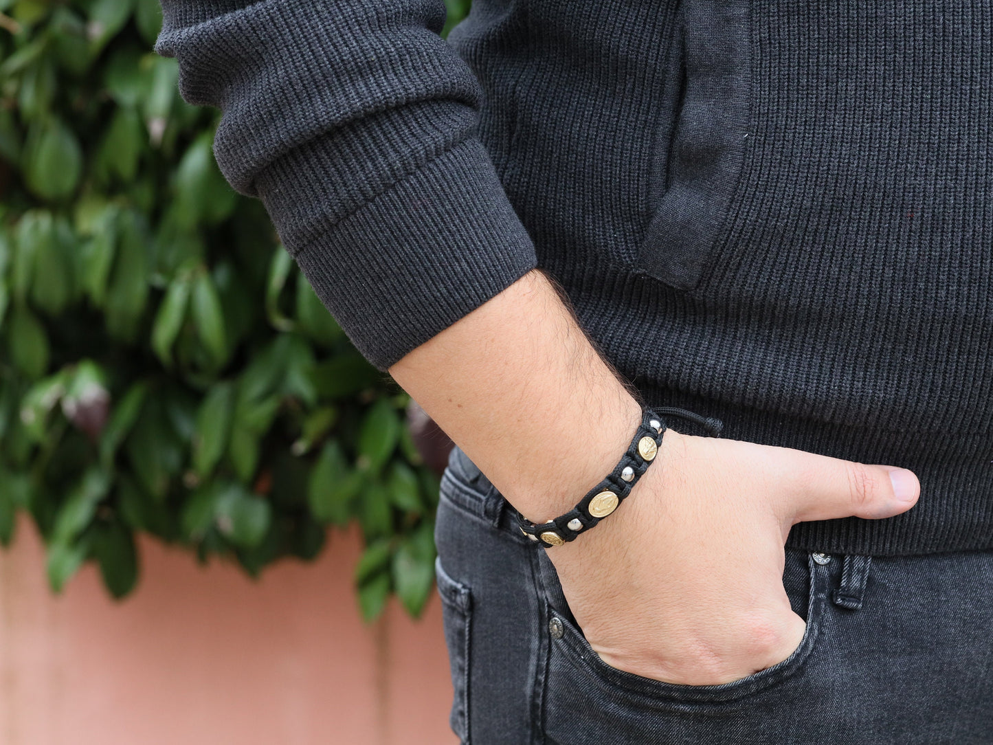 Bracelet for Devoted Catholics: Sturdy Macrame with 5 Saint Medals - Large, Visible, and Durable!