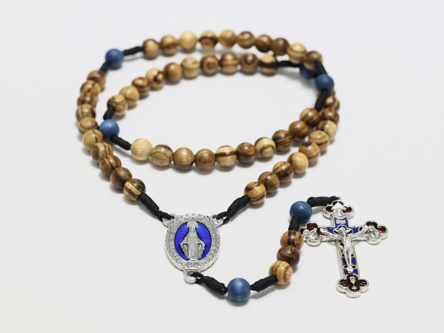 Rosario de madera hecho a mano con crucifijo del Milenio y Medalla Milagrosa, rosario católico con crucifijo de la Santísima Trinidad, rosario católico tradicional