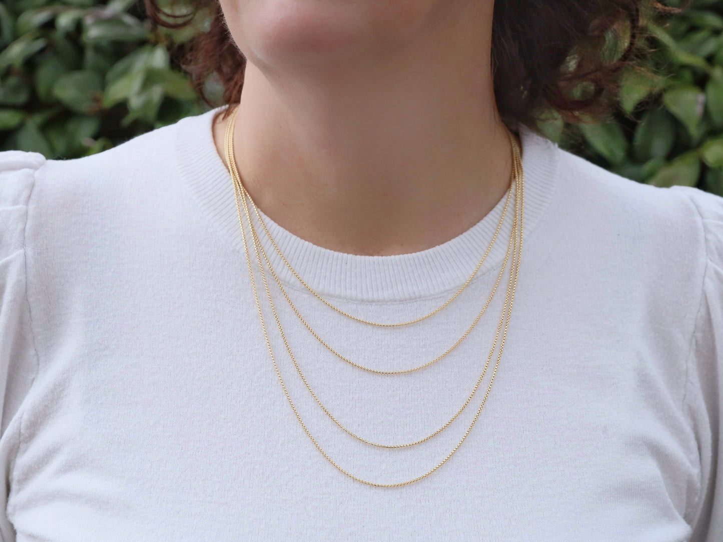 Cadena de caja redonda de plata de ley 925, cadena veneciana para mujer bañada en oro de 18 kt, collar de cadena de caja lisa, cadena redonda con anilla de resorte
