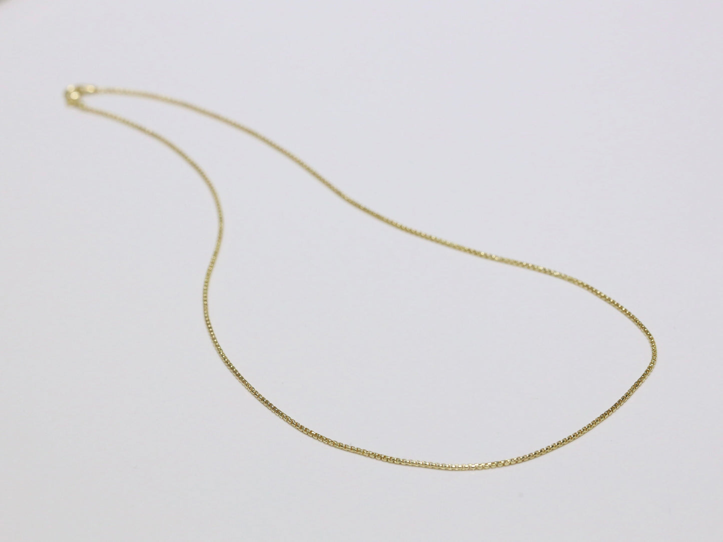 Cadena de caja redonda de plata de ley 925, cadena veneciana para mujer bañada en oro de 18 kt, collar de cadena de caja lisa, cadena redonda con anilla de resorte