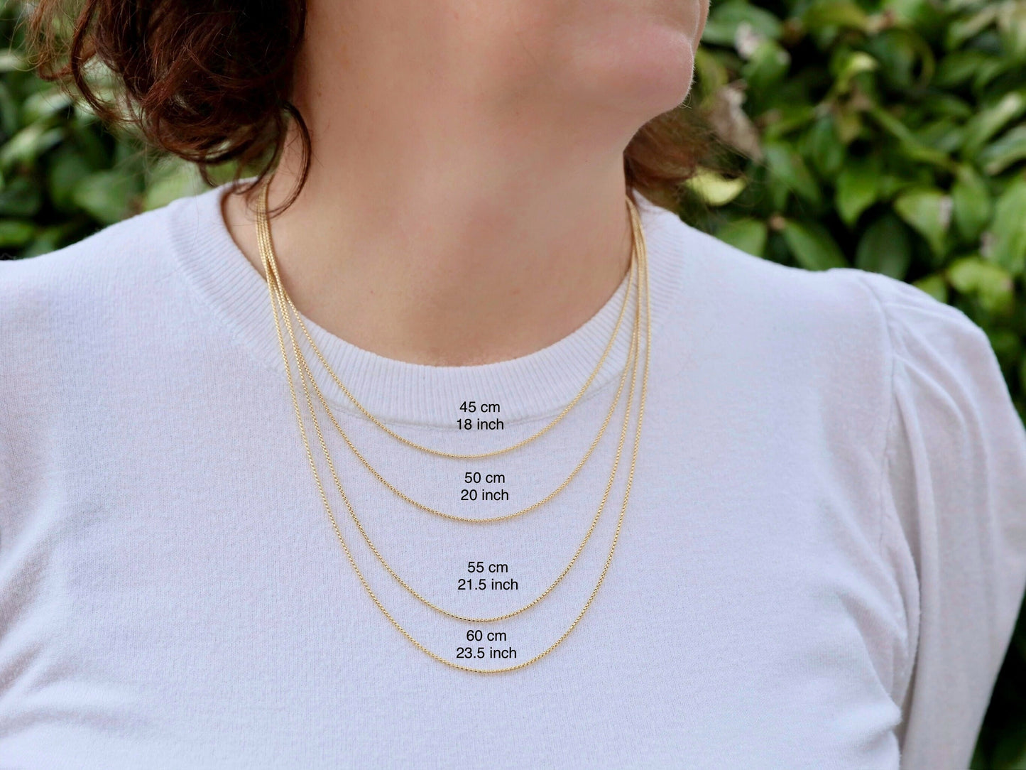 Cadena de caja redonda de plata de ley 925, cadena veneciana para mujer bañada en oro de 18 kt, collar de cadena de caja lisa, cadena redonda con anilla de resorte