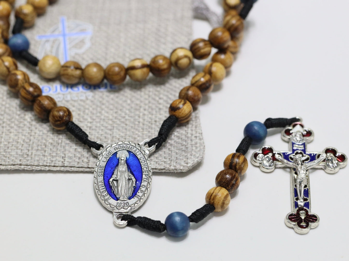 Rosario de madera hecho a mano con crucifijo del Milenio y Medalla Milagrosa, rosario católico con crucifijo de la Santísima Trinidad, rosario católico tradicional