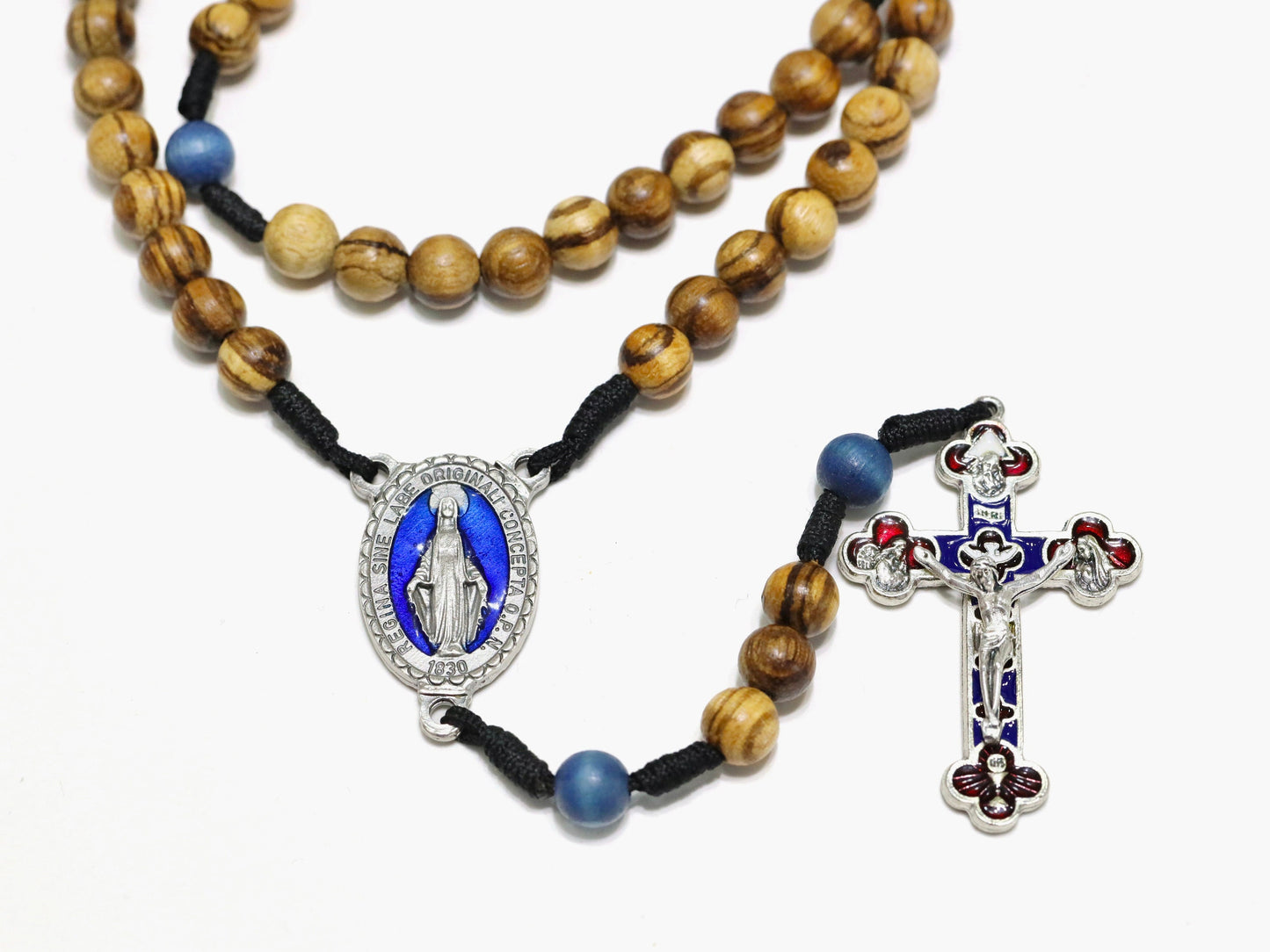 Rosario de madera hecho a mano con crucifijo del Milenio y Medalla Milagrosa, rosario católico con crucifijo de la Santísima Trinidad, rosario católico tradicional