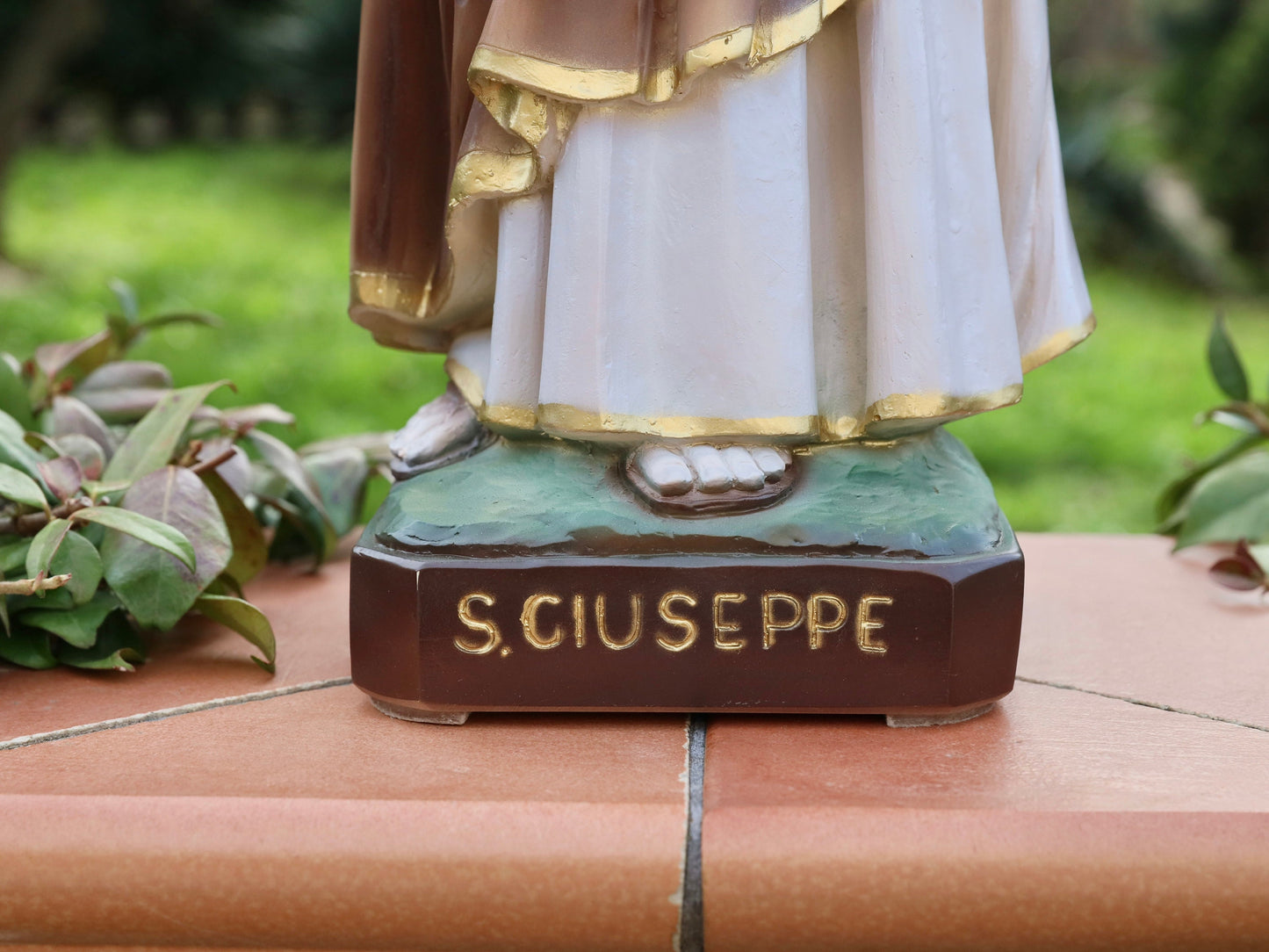 Estatua de San José con el Niño Jesús fundida de 60 cm, estatua de 23 pulgadas de San José con lirio, resina - estatua de polvo de mármol de San José con Jesús