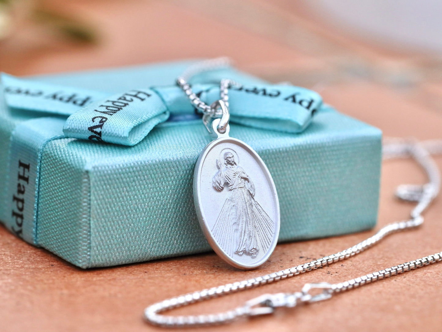 Colgante Divina Misericordia de Jesús - plata de ley 925 medalla de Jesús - Adecuado para hombre o mujer colgante de Jesús, colgante de Jesucristo