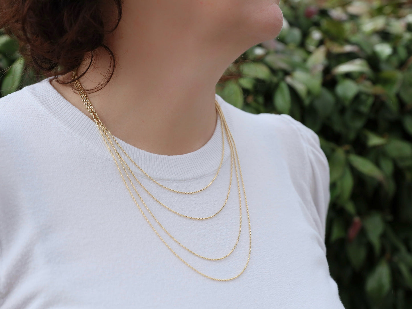 Cadena de caja redonda de plata de ley 925, cadena veneciana para mujer bañada en oro de 18 kt, collar de cadena de caja lisa, cadena redonda con anilla de resorte
