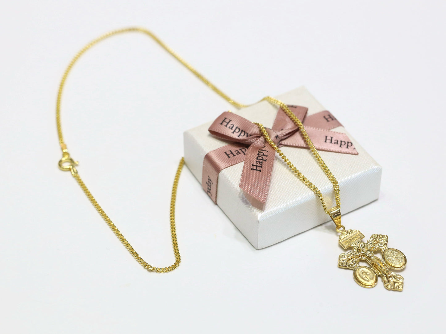 Crucifijo de perdón de plata de ley con chapado en oro de 18 quilates - Opción de collar de cruz católica disponible, crucifijo de indulgencia pequeño de 34 x 21 mm