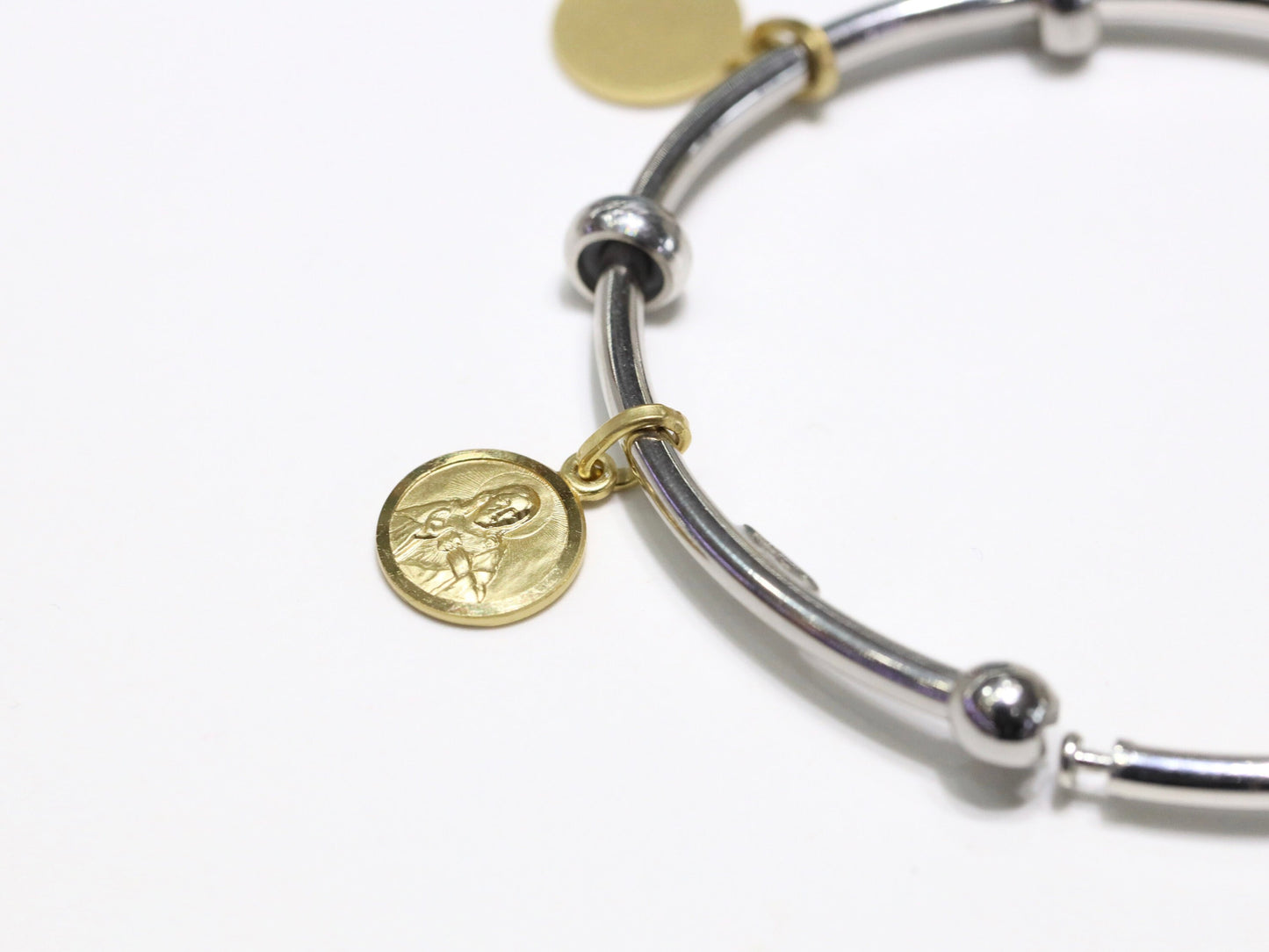Brazalete colgante de plata de ley 925 con santos católicos y medallas milagrosas de San Benito, Escapulario, San José, 11 mm y 14 x 10 mm